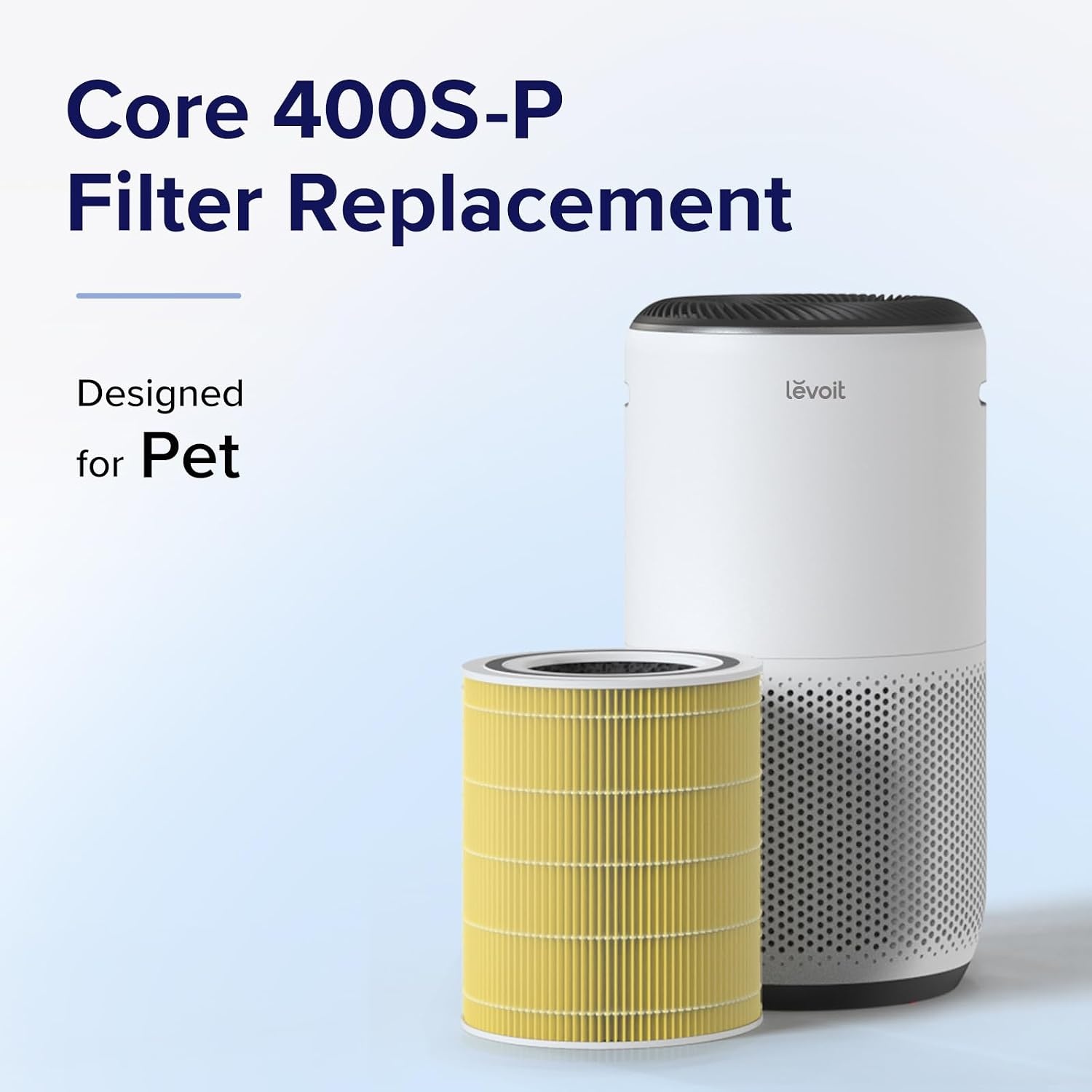image:imageLevoit Genuine Core 400SP Air Purifier Pet Allergy Replacement Filter HEPA Sleep Mode HighEfficiency Activated Carbon Removes Pollen Allergens Dust Pet Hair Core 400SRFPAYellow 1 PackCore 400SP Pet Allergy Filter