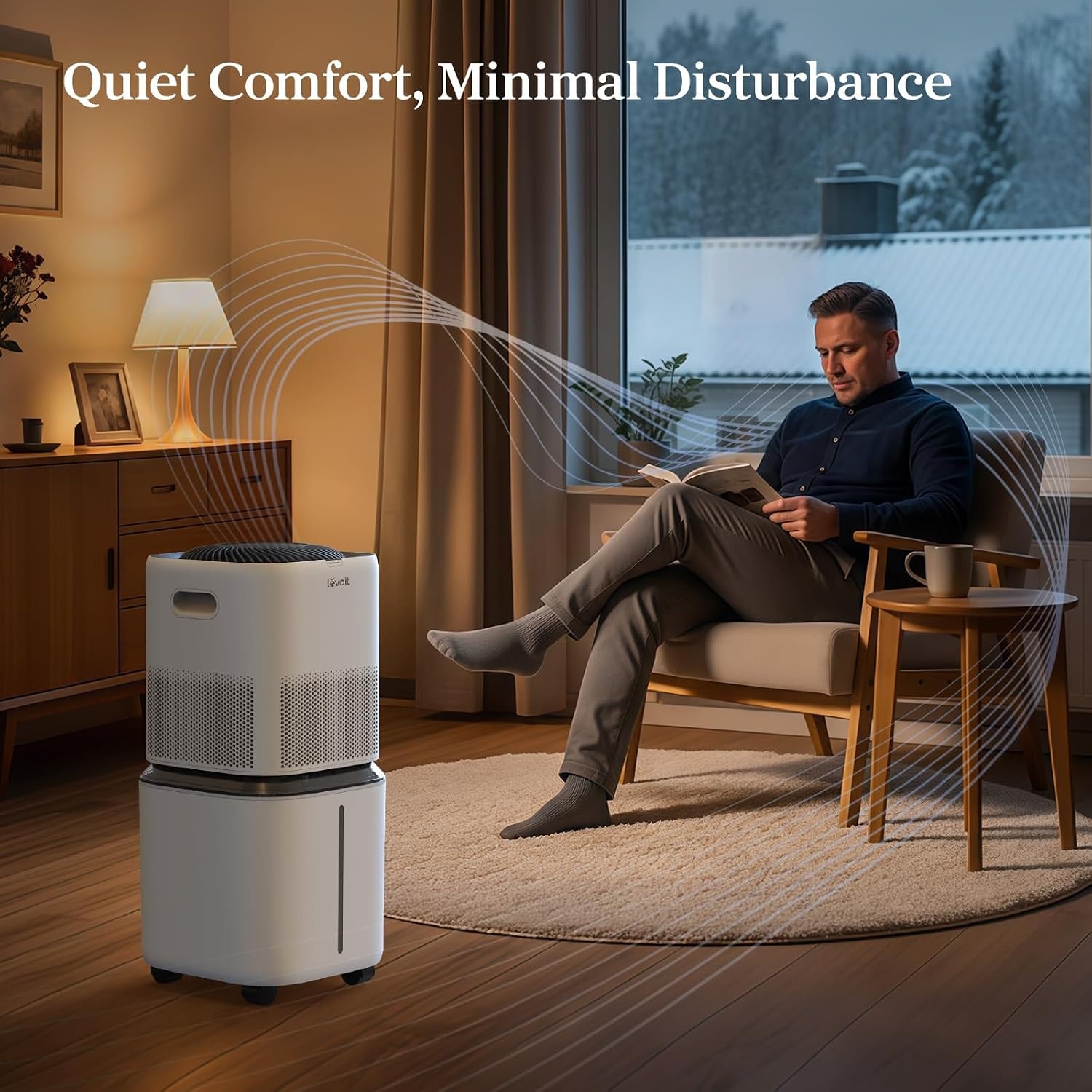 image:imageLevoit Evaporative Humidifiers for Home Whole House 23L Superior 6000S Up to 3000ft2 Last 72H No White Dust Tap Water Friendly Auto Mode Easy to Clean amp Move Foldable Storage Smart ControlWhite