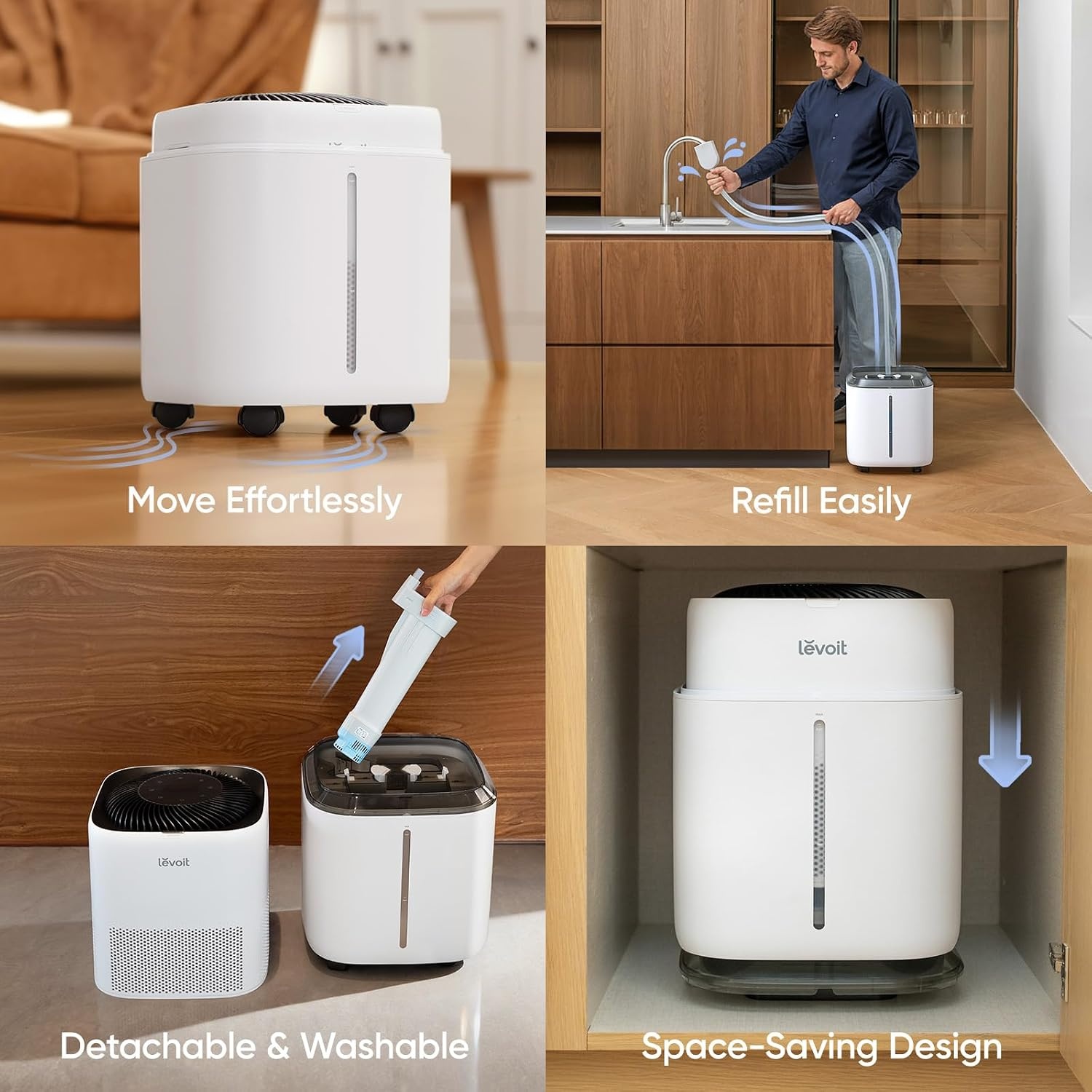 image:imageLevoit Evaporative Humidifiers for Home Whole House 23L Superior 6000S Up to 3000ft2 Last 72H No White Dust Tap Water Friendly Auto Mode Easy to Clean amp Move Foldable Storage Smart ControlWhite