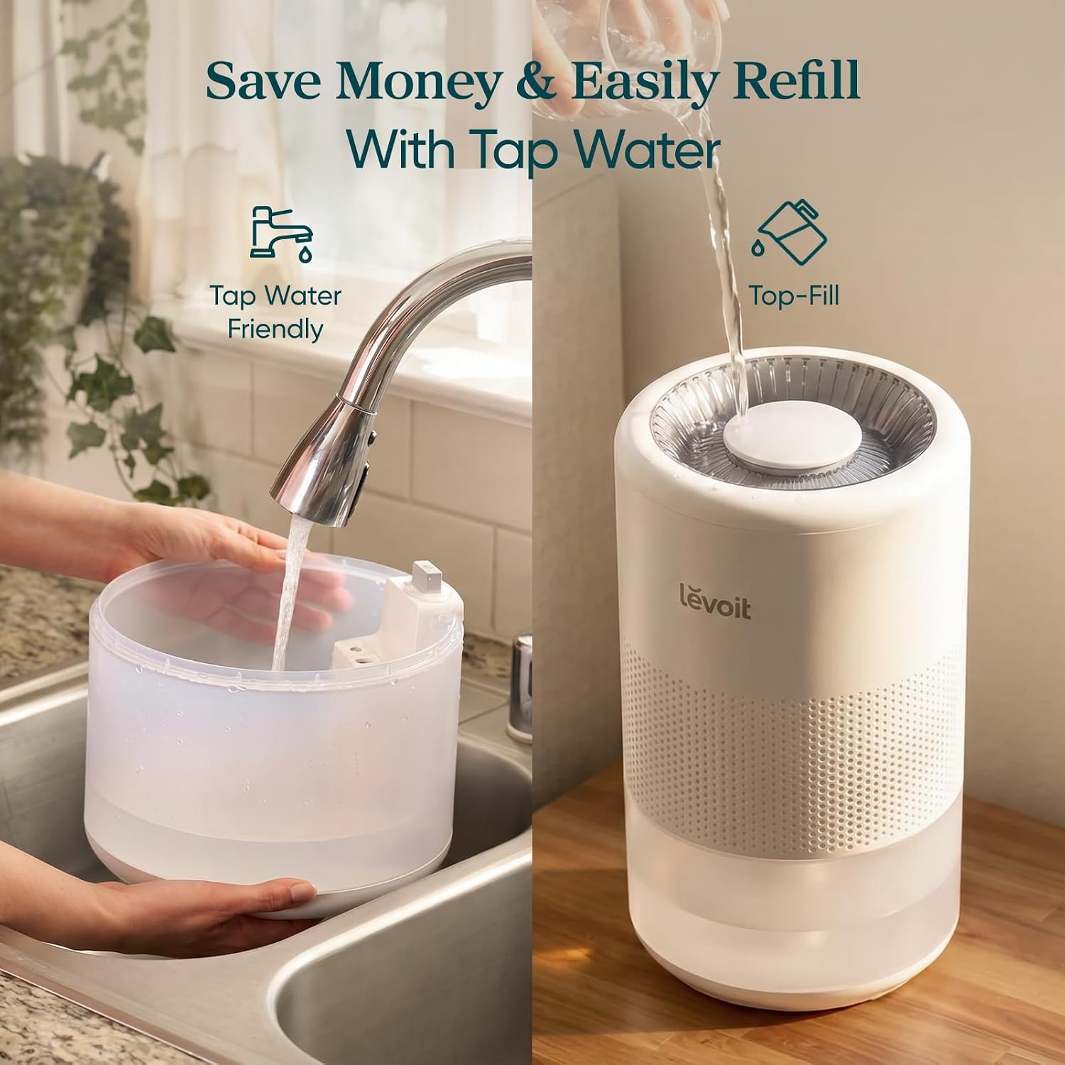 image:imageLevoit Evaporative Humidifiers for Home Whole House 23L Superior 6000S Up to 3000ft2 Last 72H No White Dust Tap Water Friendly Auto Mode Easy to Clean amp Move Foldable Storage Smart ControlGrey