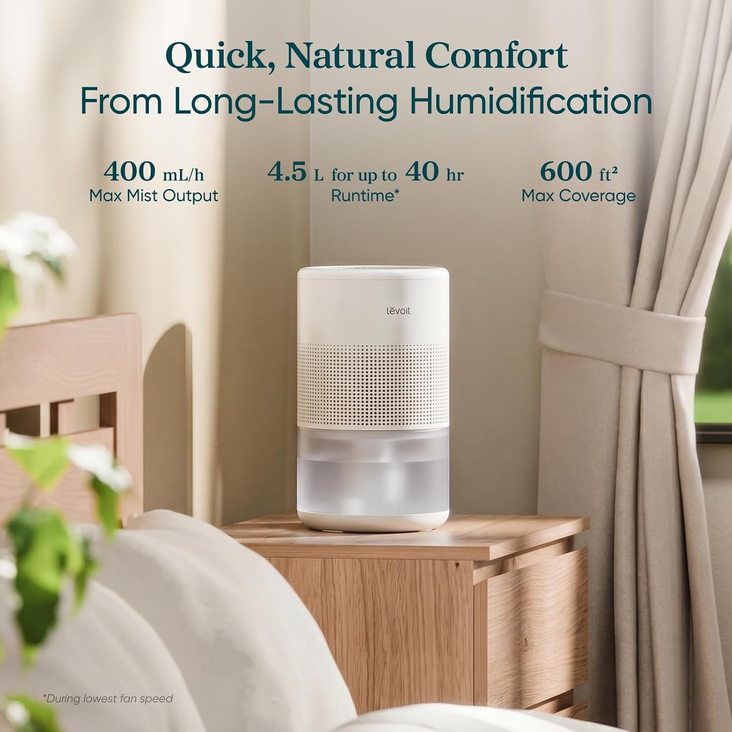image:imageLevoit Evaporative Humidifiers for Home Whole House 23L Superior 6000S Up to 3000ft2 Last 72H No White Dust Tap Water Friendly Auto Mode Easy to Clean amp Move Foldable Storage Smart ControlGrey