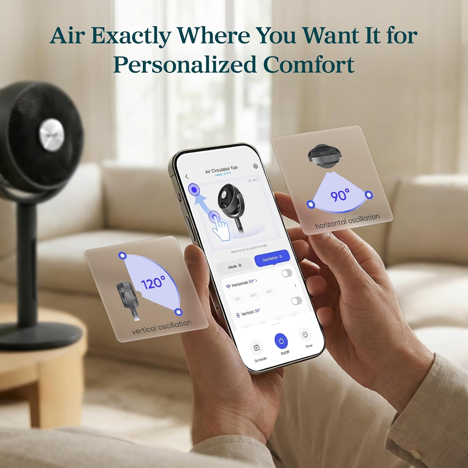 image:imageLevoit Standing Fan for Bedroom 90 Oscillating Fan 20dB Quiet for Sleep Floor fan with 1024 CFM Airflow DC Motor 5 Speeds 2 in 1 Pedestal amp Tabletop 12H Timer Remoter for Home Room WhitePro Black Smart