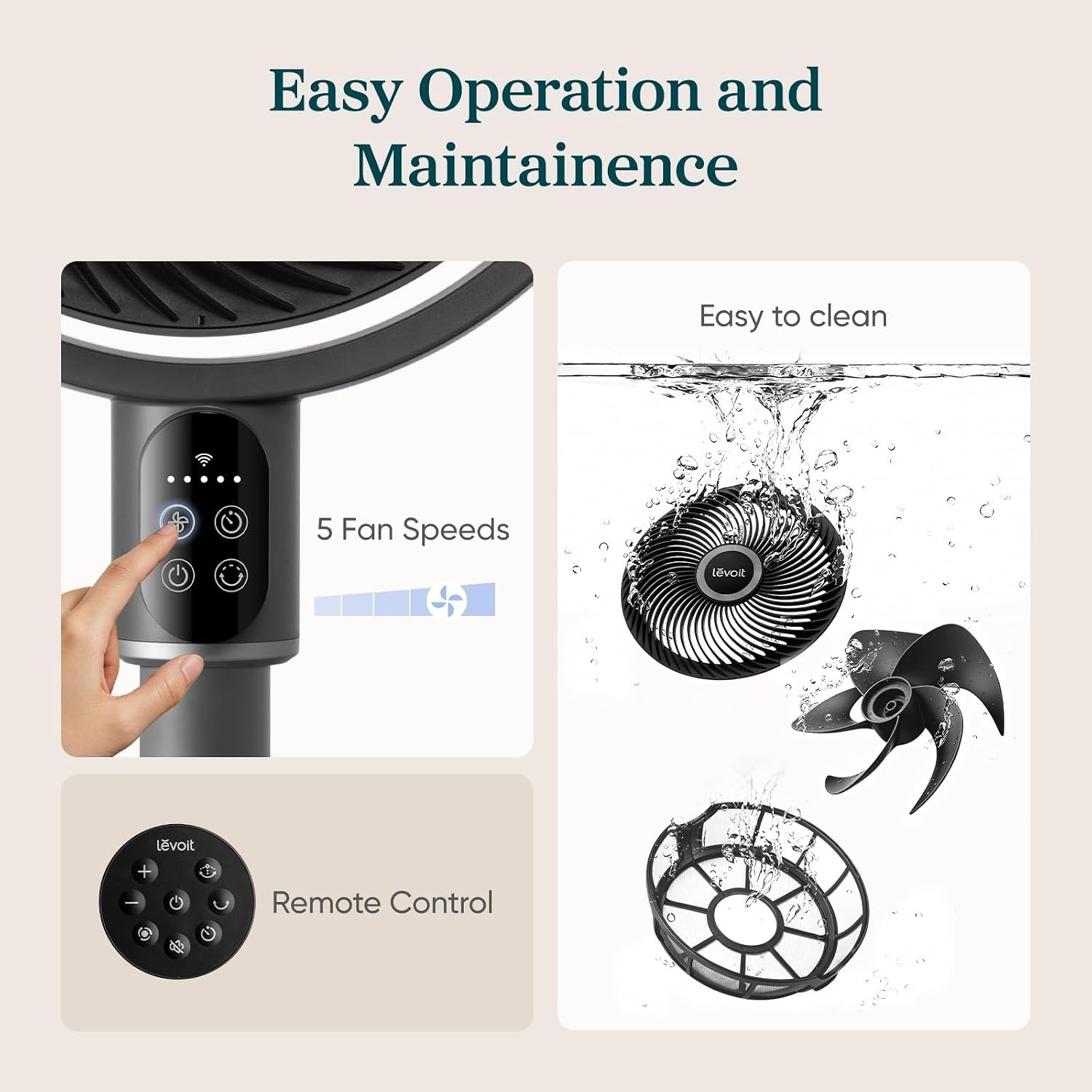 image:imageLevoit Standing Fan for Bedroom 90 Oscillating Fan 20dB Quiet for Sleep Floor fan with 1024 CFM Airflow DC Motor 5 Speeds 2 in 1 Pedestal amp Tabletop 12H Timer Remoter for Home Room WhiteNew CoreBreeze Grey Smart