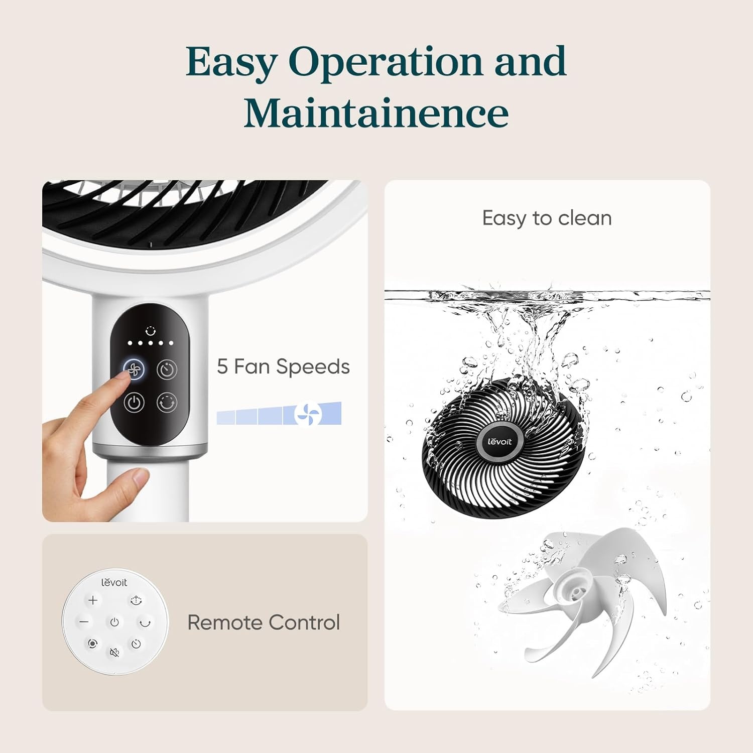 image:imageLevoit Standing Fan for Bedroom 90 Oscillating Fan 20dB Quiet for Sleep Floor fan with 1024 CFM Airflow DC Motor 5 Speeds 2 in 1 Pedestal amp Tabletop 12H Timer Remoter for Home Room WhiteNew CoreBreeze White