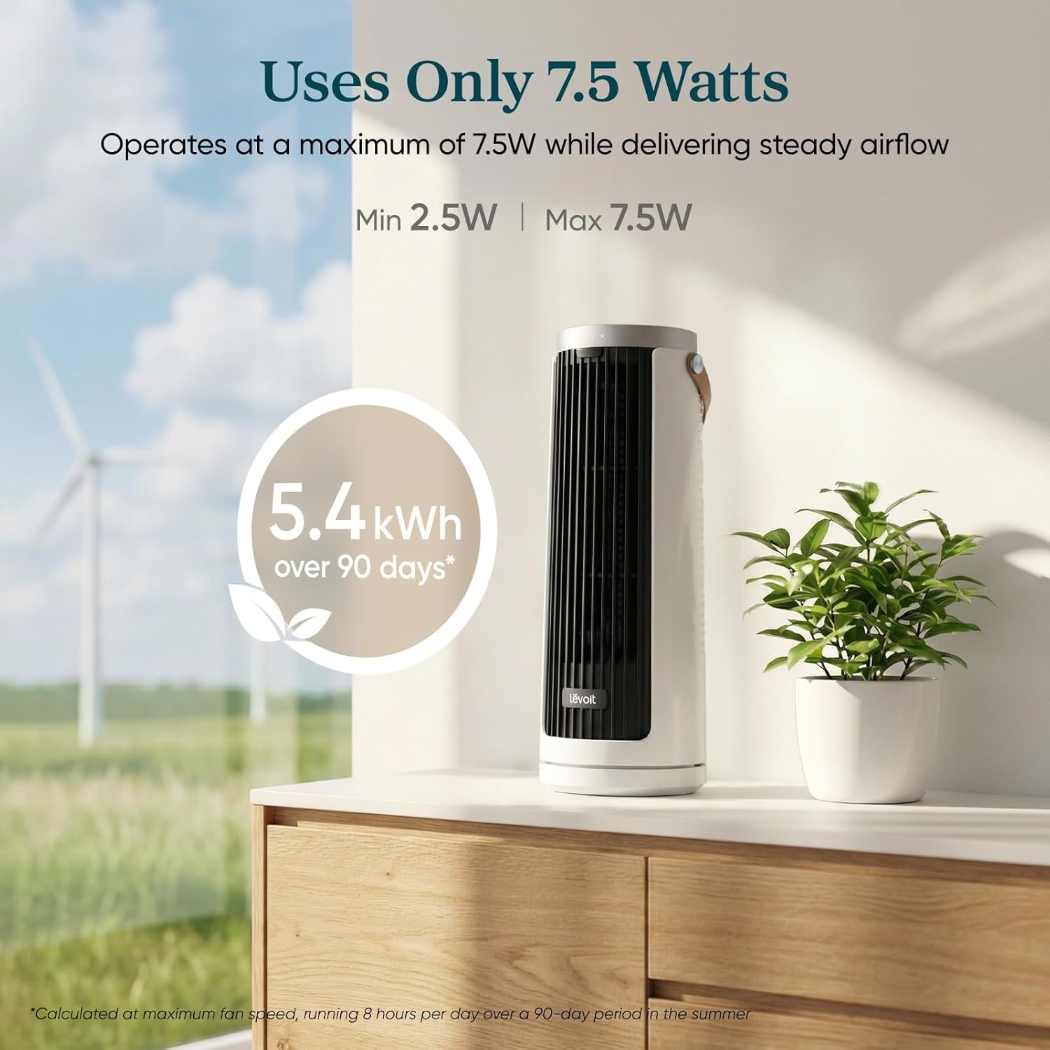 image:imageLevoit Tower Fan for Bedroom 20dB Quiet Desk Fan Portable Fan with 23fts 3 Angles 4 Speeds Mini Oscillating Fan DC Motor Bladeless Easy to Carry Remoter 12H Timer for Home Room Office WhiteClassic Pearl White