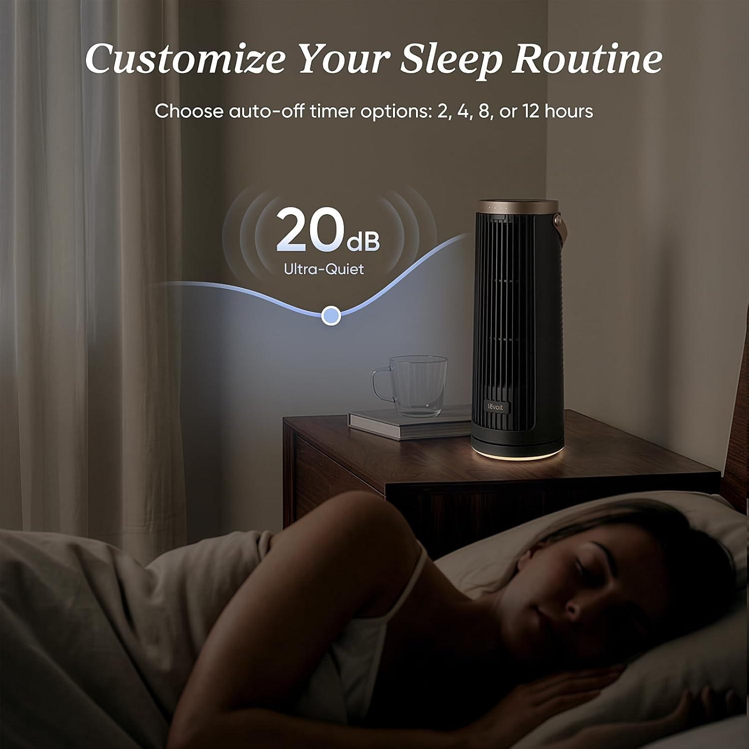 image:imageLevoit Tower Fan for Bedroom 20dB Quiet Desk Fan Portable Fan with 23fts 3 Angles 4 Speeds Mini Oscillating Fan DC Motor Bladeless Easy to Carry Remoter 12H Timer for Home Room Office WhitePortableRechargeable Grey Pro
