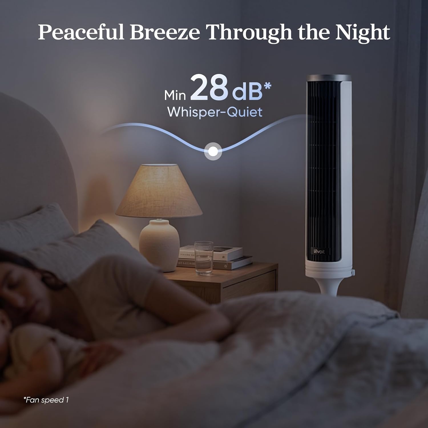 image:imageLevoit Tower Fan for Bedroom 28fts Fans that Blow Cold Air 28dB Quiet Standing Floor Fan for Room 90 Oscillating 5 Speeds 4 Modes amp Temp Sensor Bladeless 12H Timer Remoter 36 inch BlackAdjustable 3647 inches White