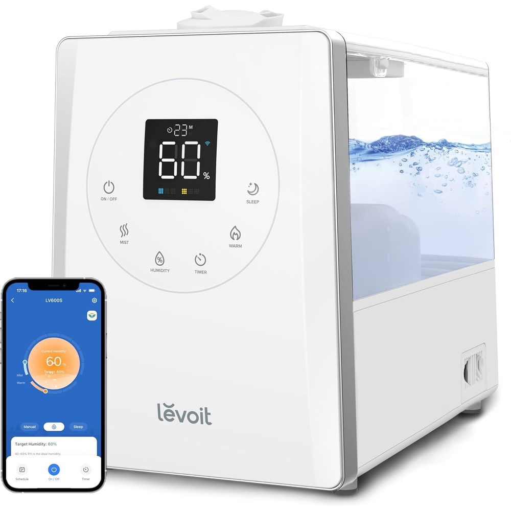 image:imageLEVOIT OasisMist 1000S 10L Smart Humidifier for Home Large Room Bedroom Last 100 Hours Suitable for Indoor Plant Cover up to 600ft Easy Top Fill Remoter amp Voice Control Auto Mode Quiet White Last 100 Hours Suitable for Indoor Plant Cover up to 600ft Easy Top Fill Remoter amp Voice Control Auto Mode Quiet White6L Smart White