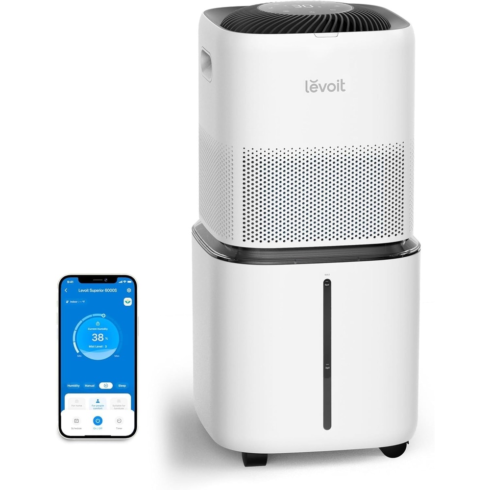 image:imageLEVOIT Superior 6000S Smart Evaporative Humidifiers for Home Whole House up to 3000ft 6 Gal Last 72Hour Premium Filter Dry Mode Wheels amp Water Fill Hose amp Foldable Storage Quiet Sleep Mode