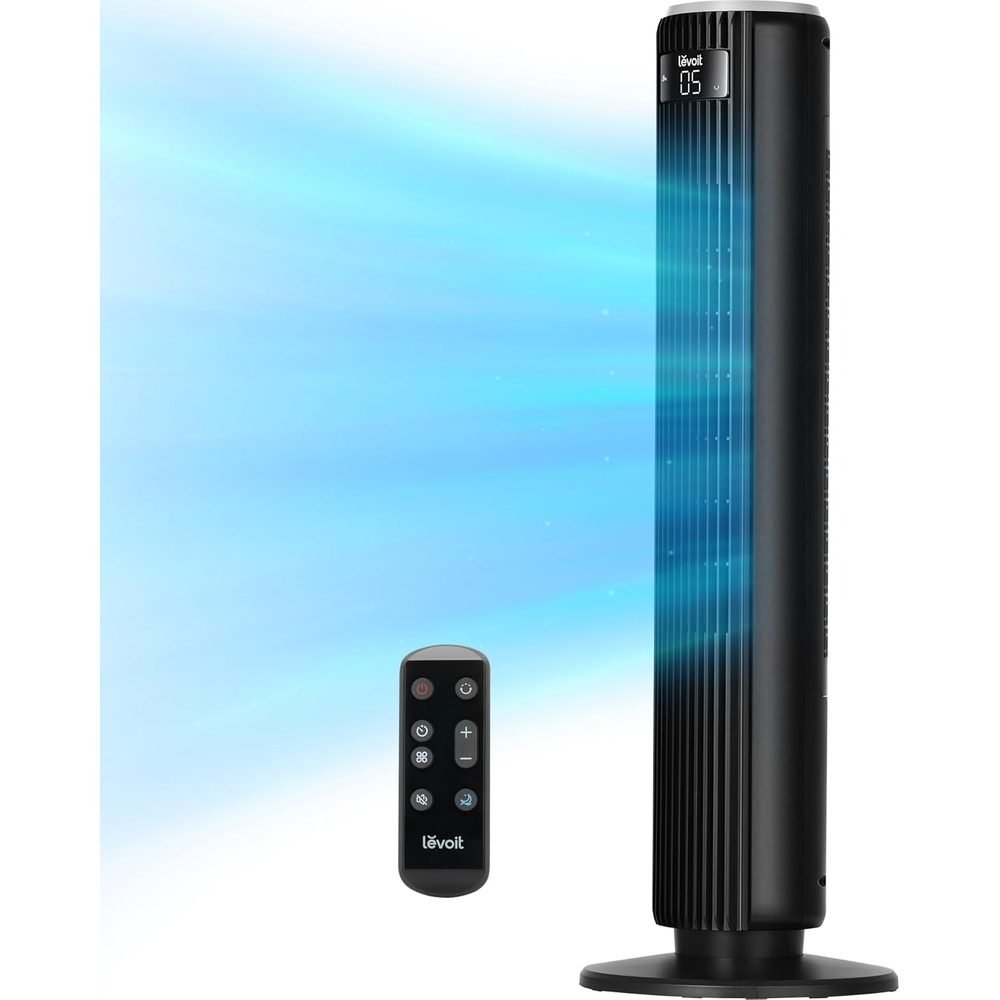 image:imageLevoit Tower Fan for Bedroom 28fts Fans that Blow Cold Air 28dB Quiet Standing Floor Fan for Room 90 Oscillating 5 Speeds 4 Modes amp Temp Sensor Bladeless 12H Timer Remoter 36 inch Black36 inches Black