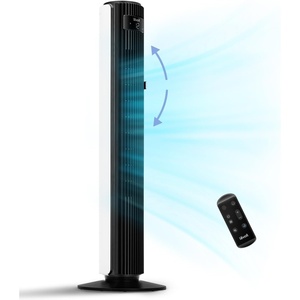 Levoit Tower Fan for Bedroom, 20dB Quiet Desk Fan, Portable Fan with 23ft/s | 3 Angles 4 Speeds Mini Oscillating Fan, DC Motor, Bladeless, Easy to Carry, Remoter, 12H Timer, for Home, Room, Office, White(Classic 42″ White)