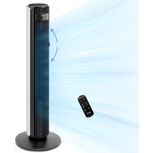 Levoit Tower Fan for Bedroom, 28ft/s Fans that Blow Cold Air, 28dB Quiet | Standing Floor Fan for Room, 90° Oscillating, 5 Speeds 4 Modes & Temp Sensor, Bladeless, 12H Timer, Remoter, 36 inch, Black(42 inches White)