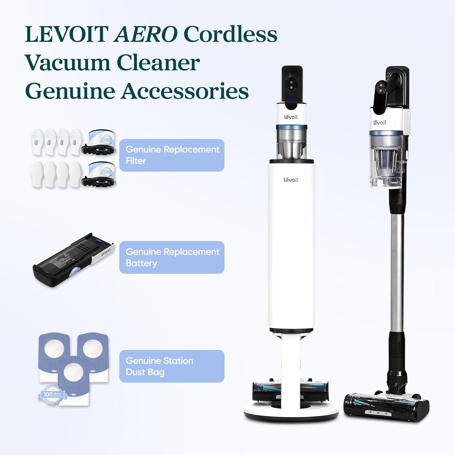 image:imageLEVOIT LVAC200 Vacuum Cleaner Replacement Filter 4 PreMotor Filters 2 PostMotor Filters WhiteAERO Filter