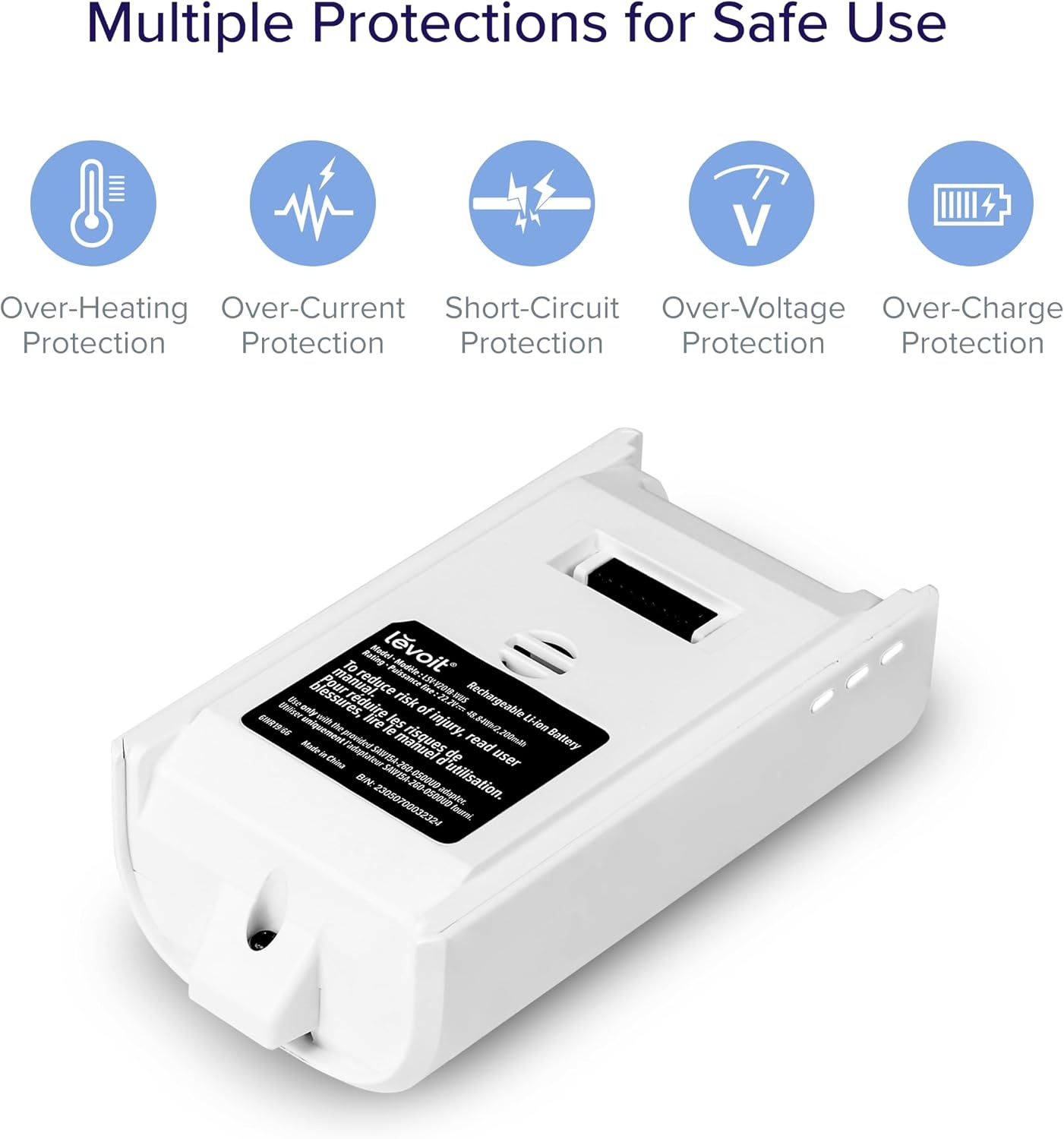 image:imageLEVOIT LVAC200 WhiteampBlue Cordless Vacuum Cleaner Replacement Battery 2200mAh Up to 50 Minutes RuntimeLVAC200 Battery White