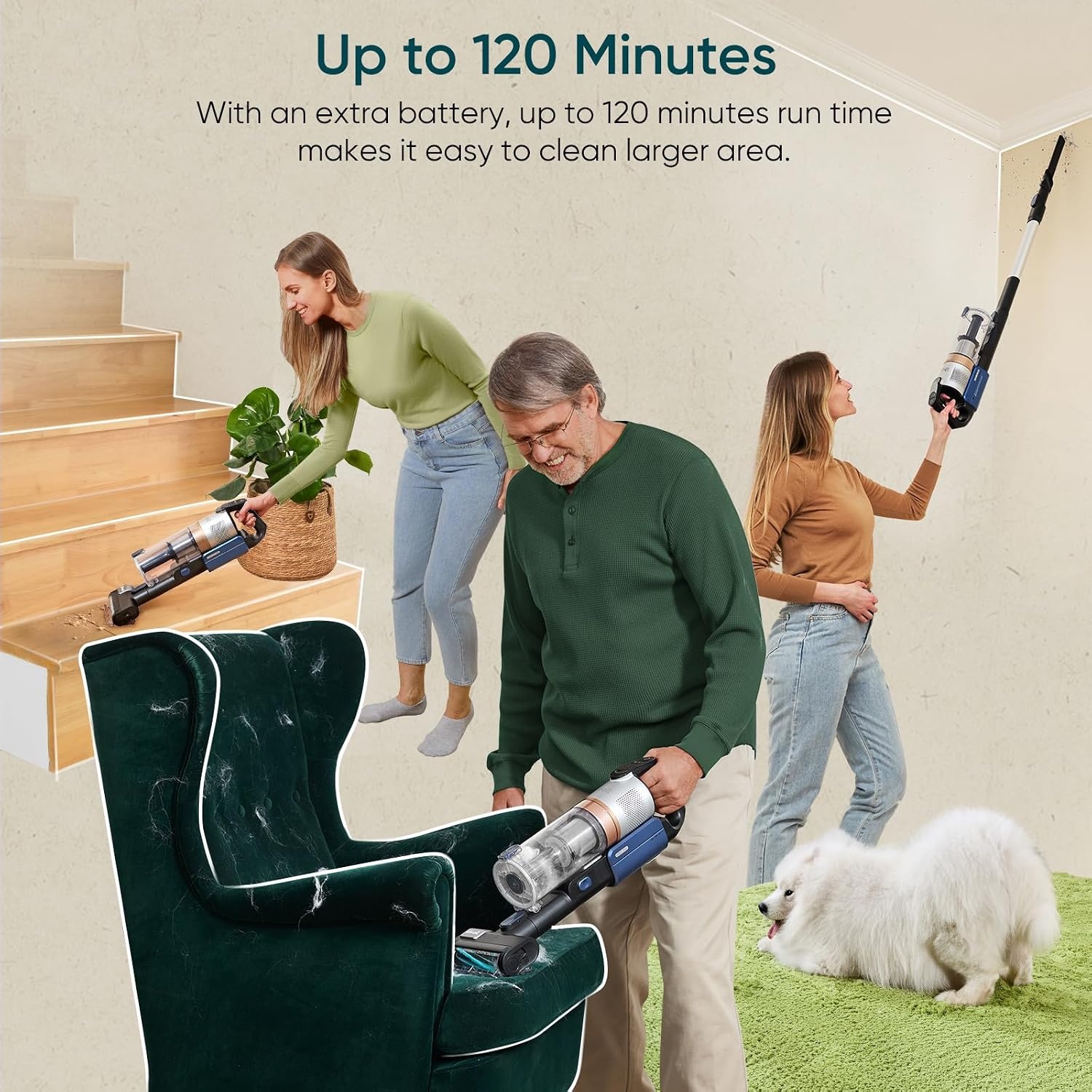 image:imageLEVOIT LVAC200 WhiteampBlue Cordless Vacuum Cleaner Replacement Battery 2200mAh Up to 50 Minutes RuntimeLVAC300 Battery