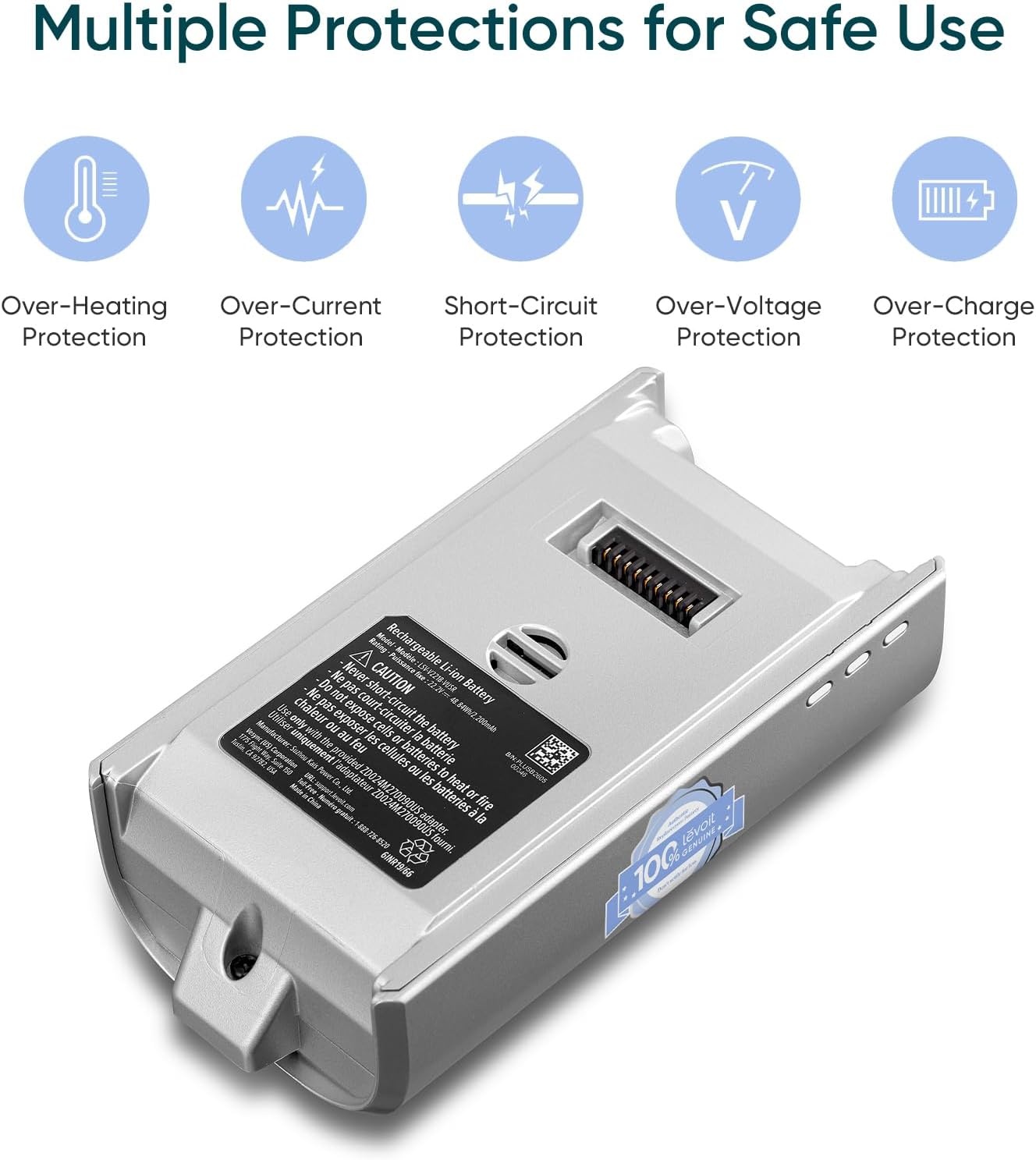 image:imageLEVOIT LVAC200 WhiteampBlue Cordless Vacuum Cleaner Replacement Battery 2200mAh Up to 50 Minutes RuntimeVortexIQ Battery