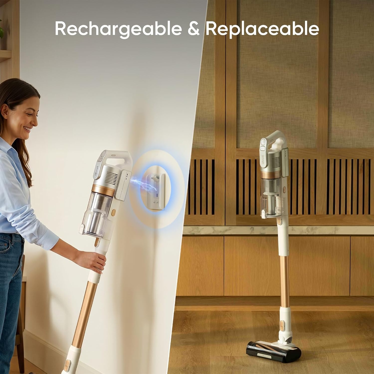 image:imageLEVOIT LVAC200 WhiteampBlue Cordless Vacuum Cleaner Replacement Battery 2200mAh Up to 50 Minutes RuntimeVortexIQ Battery