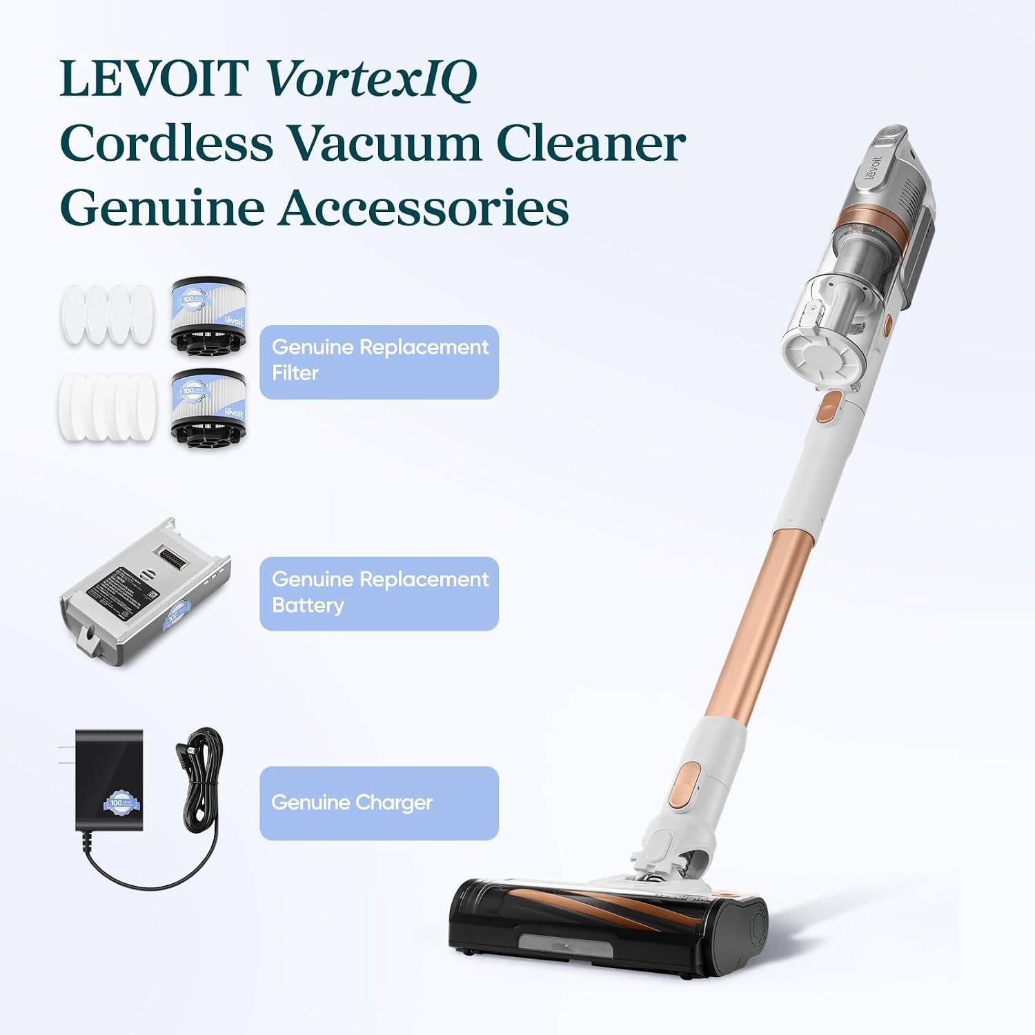 image:imageLEVOIT LVAC200 WhiteampBlue Cordless Vacuum Cleaner Replacement Battery 2200mAh Up to 50 Minutes RuntimeVortexIQ Battery