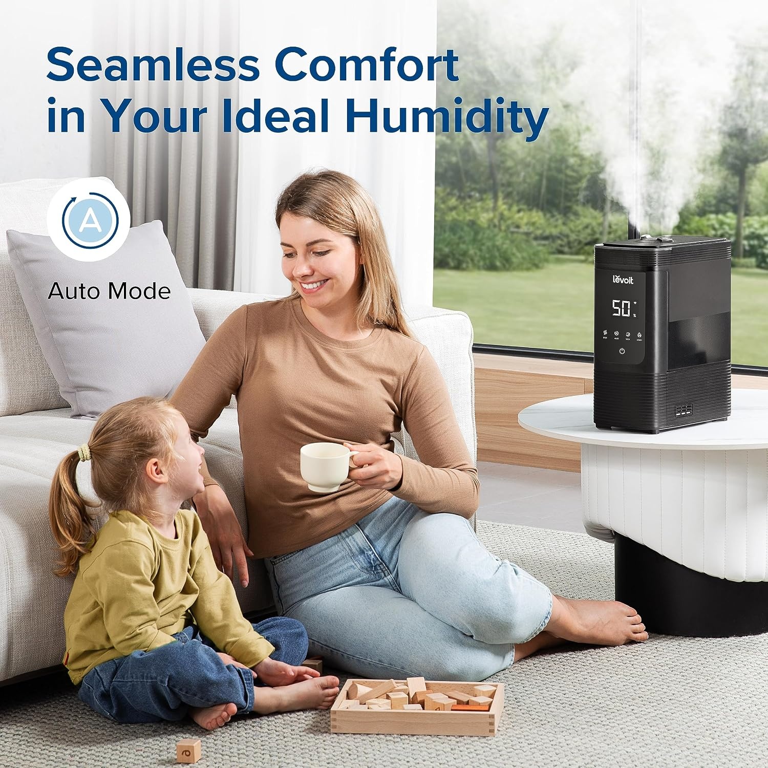 image:imageLevoit Classic300 Ultrasonic Top Fill Humidifier Extra Large 6L Tank 60H Super Quiet Easy to Use and Clean 360 Rotation Nozzle Simple Knob Control Handle Auto Shut Off GraySmart Warm And Cool Mist Pack of 2