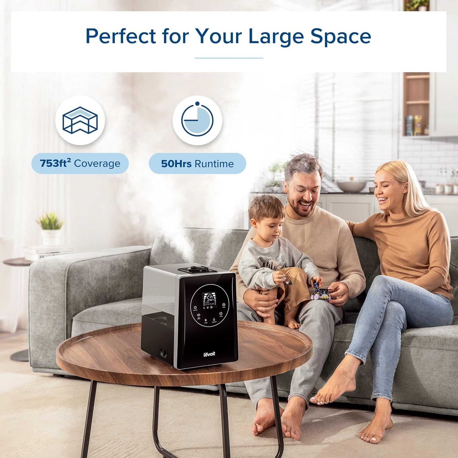 image:imageLevoit Classic300 Ultrasonic Top Fill Humidifier Extra Large 6L Tank 60H Super Quiet Easy to Use and Clean 360 Rotation Nozzle Simple Knob Control Handle Auto Shut Off GrayWarm and Cool Mist
