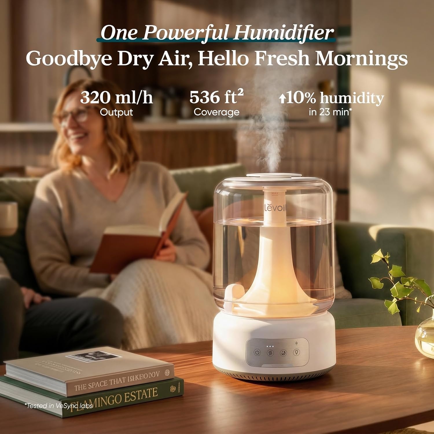 image:imageLevoit Classic300 Ultrasonic Top Fill Humidifier Extra Large 6L Tank 60H Super Quiet Easy to Use and Clean 360 Rotation Nozzle Simple Knob Control Handle Auto Shut Off Gray62L Touch Control
