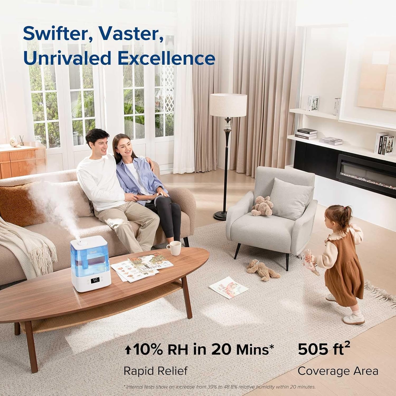 image:imageLevoit Classic300 Ultrasonic Top Fill Humidifier Extra Large 6L Tank 60H Super Quiet Easy to Use and Clean 360 Rotation Nozzle Simple Knob Control Handle Auto Shut Off Gray6L Smart Blue
