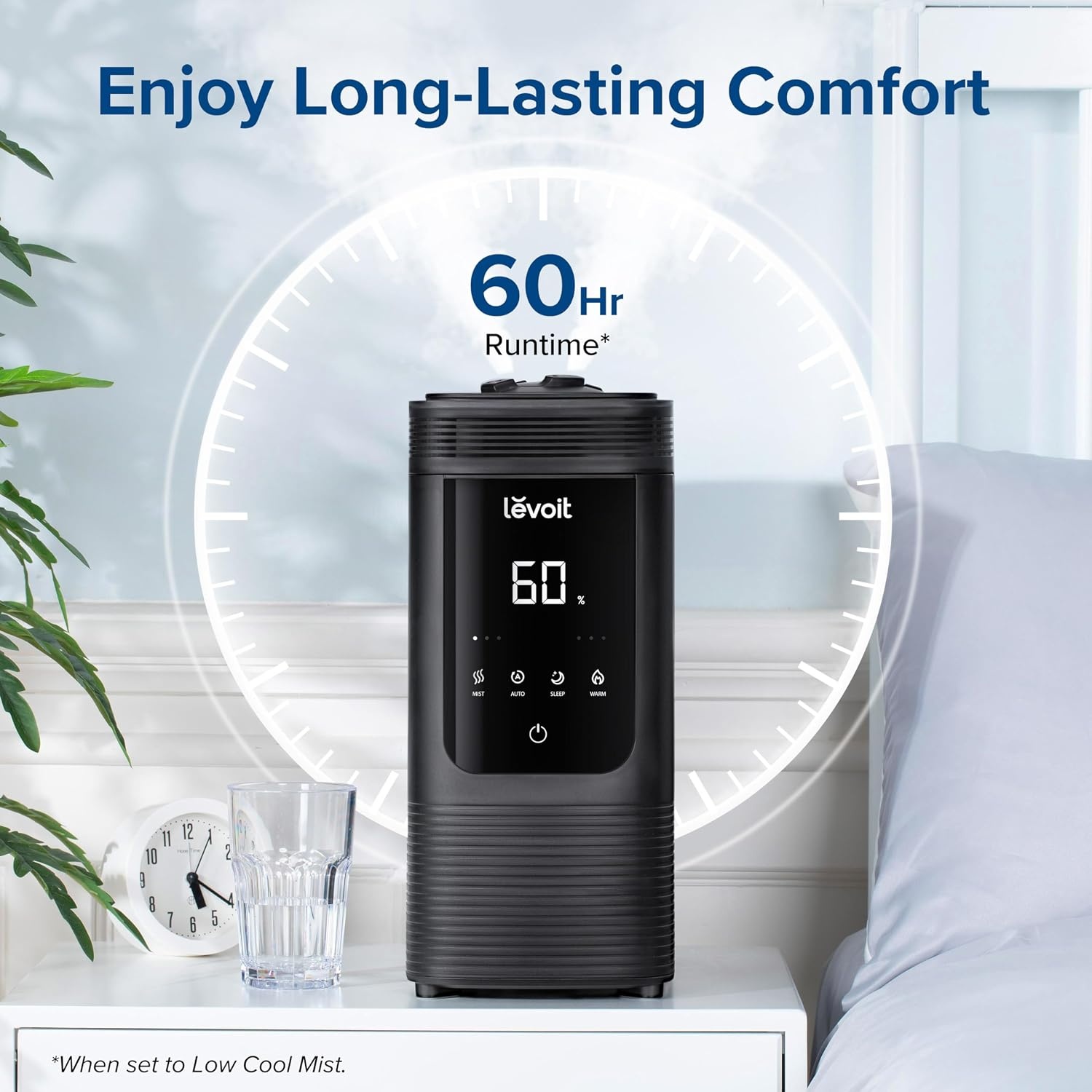 image:imageLevoit Classic300 Ultrasonic Top Fill Humidifier Extra Large 6L Tank 60H Super Quiet Easy to Use and Clean 360 Rotation Nozzle Simple Knob Control Handle Auto Shut Off GraySmart Warm And Cool Mist