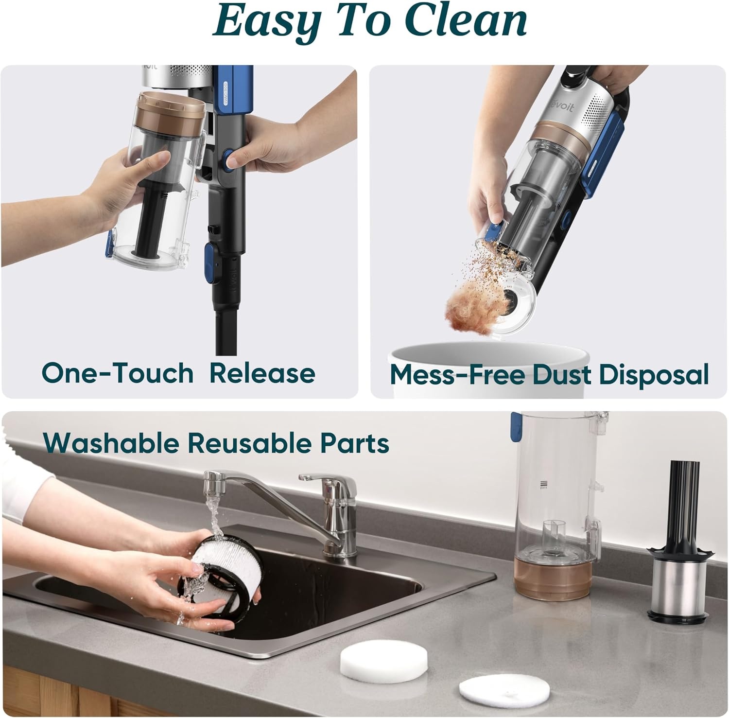 image:imageLevoit Cordless Vacuum Cleaner AntiTangle for Pet Hair Up to 50 Minutes Powerful Suction Lightweight Rechargeable Versatile for Carpets amp Hard Floors 180 LayFlat Design LVAC200LVAC300 Pro
