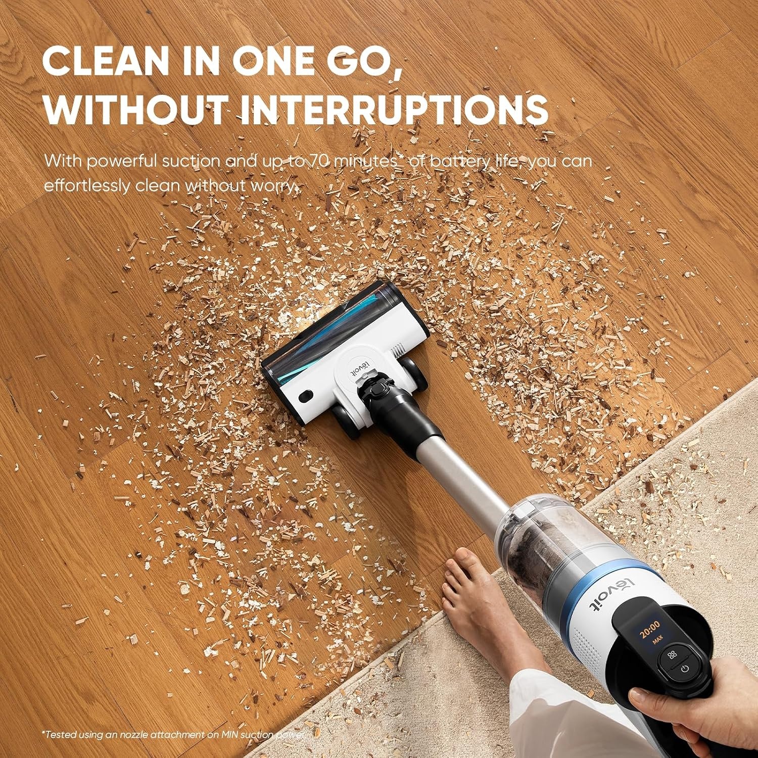 image:imageLevoit Cordless Vacuum Cleaner AntiTangle for Pet Hair Up to 50 Minutes Powerful Suction Lightweight Rechargeable Versatile for Carpets amp Hard Floors 180 LayFlat Design LVAC200AERO Premium
