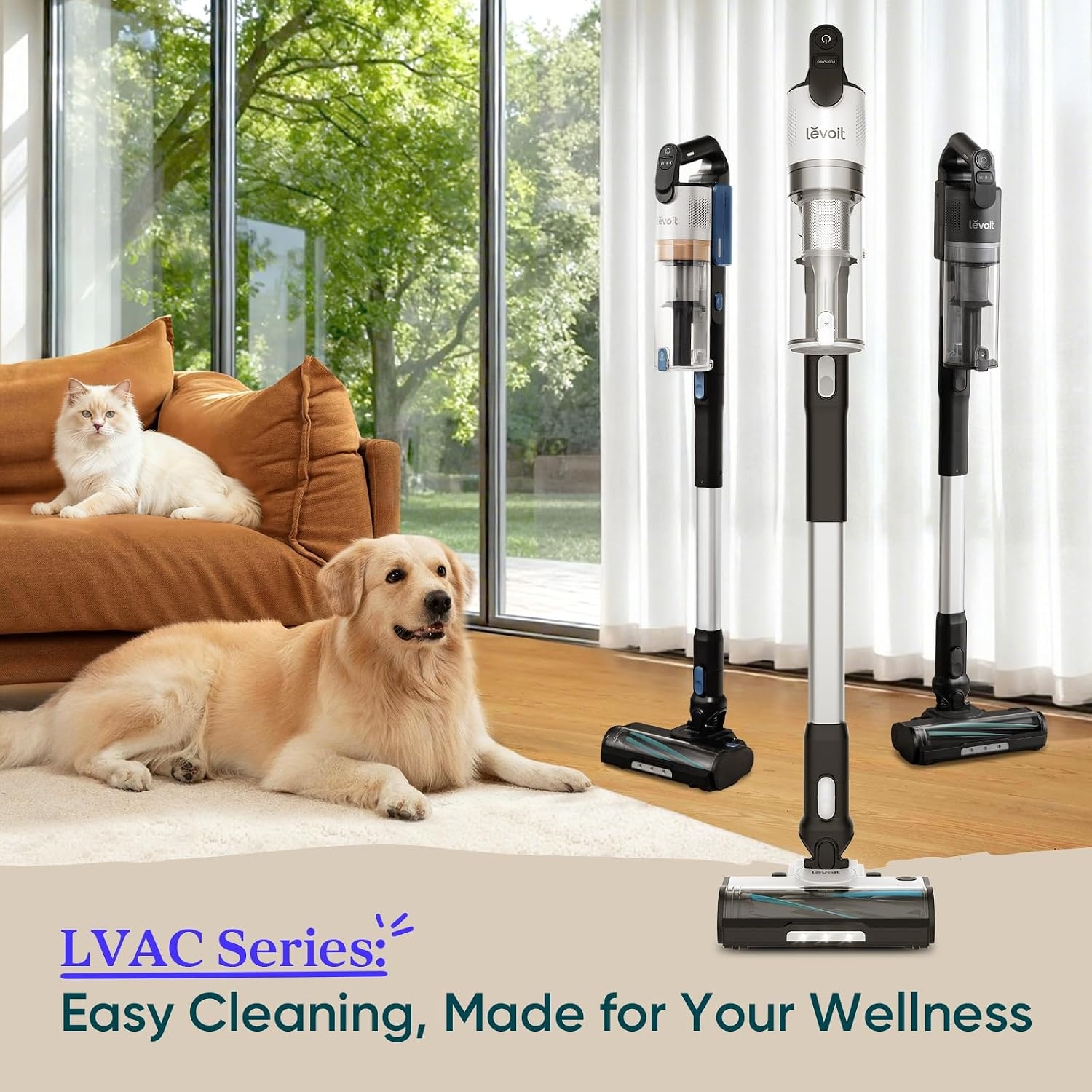 image:imageLevoit Cordless Vacuum Cleaner AntiTangle for Pet Hair Up to 50 Minutes Powerful Suction Lightweight Rechargeable Versatile for Carpets amp Hard Floors 180 LayFlat Design LVAC200LVAC200 Essential
