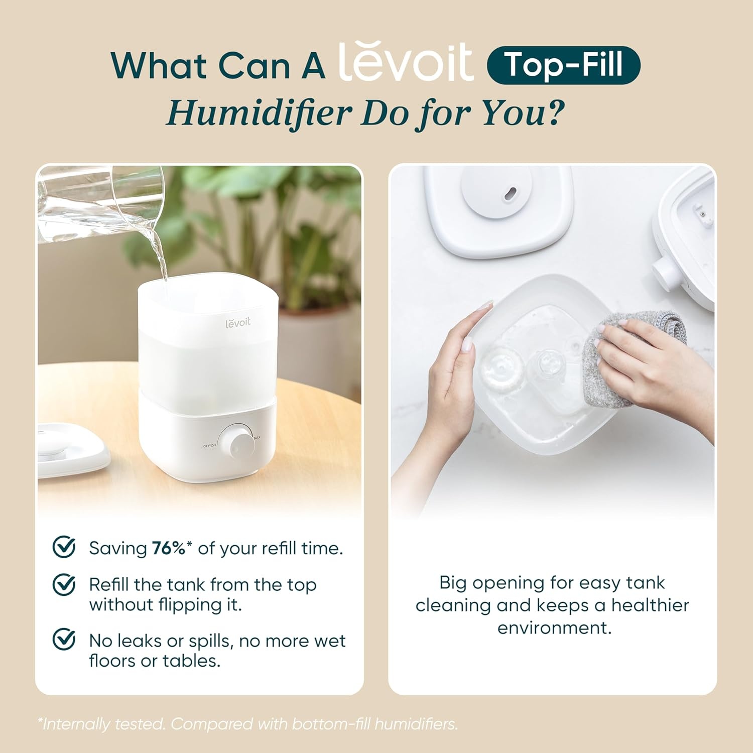 image:imageLevoit Top Fill Humidifiers for Bedroom 25L Tank for Large Room 28dB Easy to Fill amp Clean Quiet Cool Mist Air Humidifier for Home Baby Nursery amp Plants Auto Shutoff for Safety 25H Lasting25L White