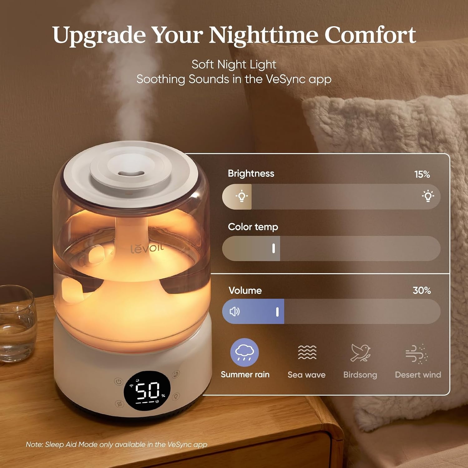 image:imageLevoit Top Fill Humidifiers for Bedroom 25L Tank for Large Room 28dB Easy to Fill amp Clean Quiet Cool Mist Air Humidifier for Home Baby Nursery amp Plants Auto Shutoff for Safety 25H Lasting42L DishwasherSafeSmart