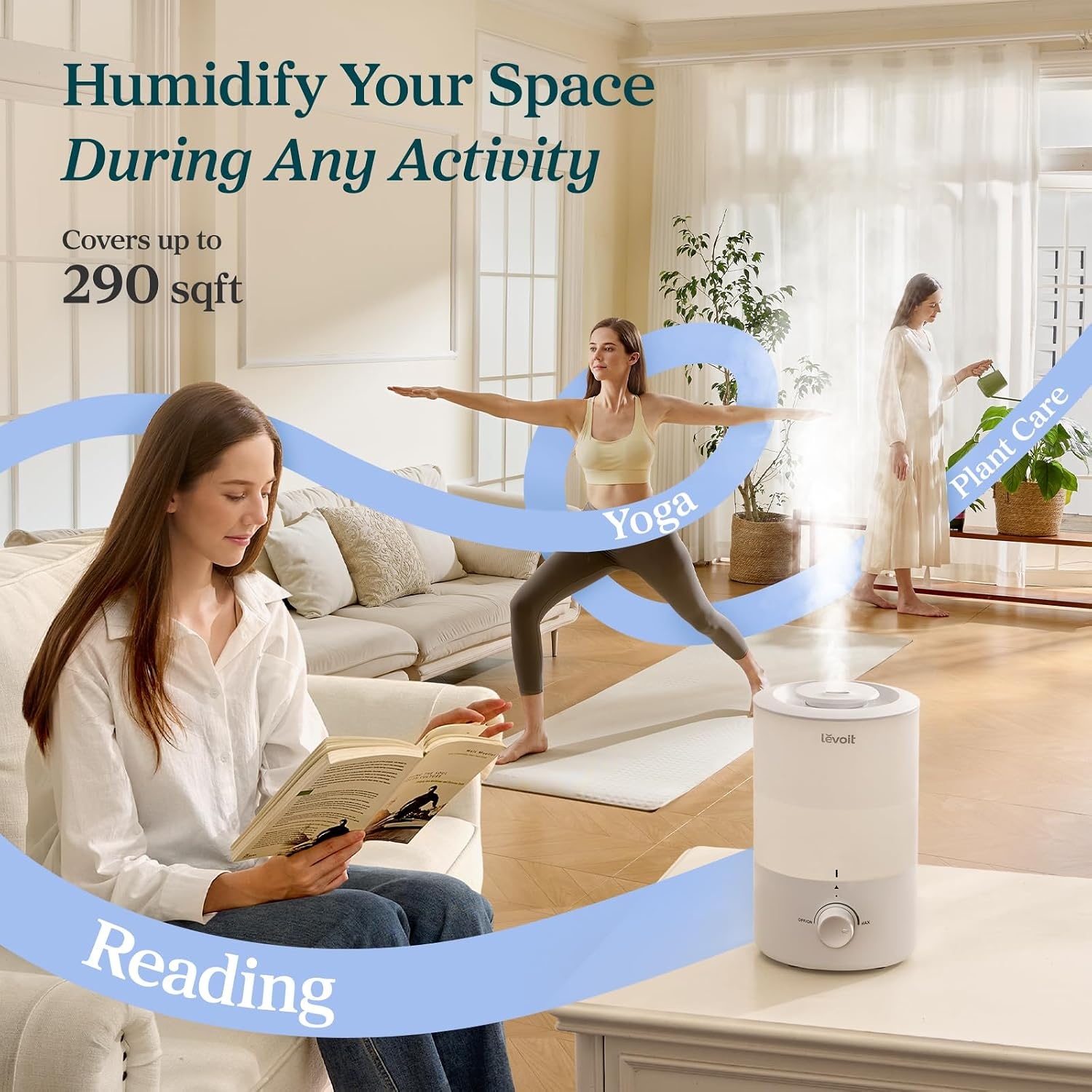 image:imageLevoit Top Fill Humidifiers for Bedroom 25L Tank for Large Room 28dB Easy to Fill amp Clean Quiet Cool Mist Air Humidifier for Home Baby Nursery amp Plants Auto Shutoff for Safety 25H Lasting30L White