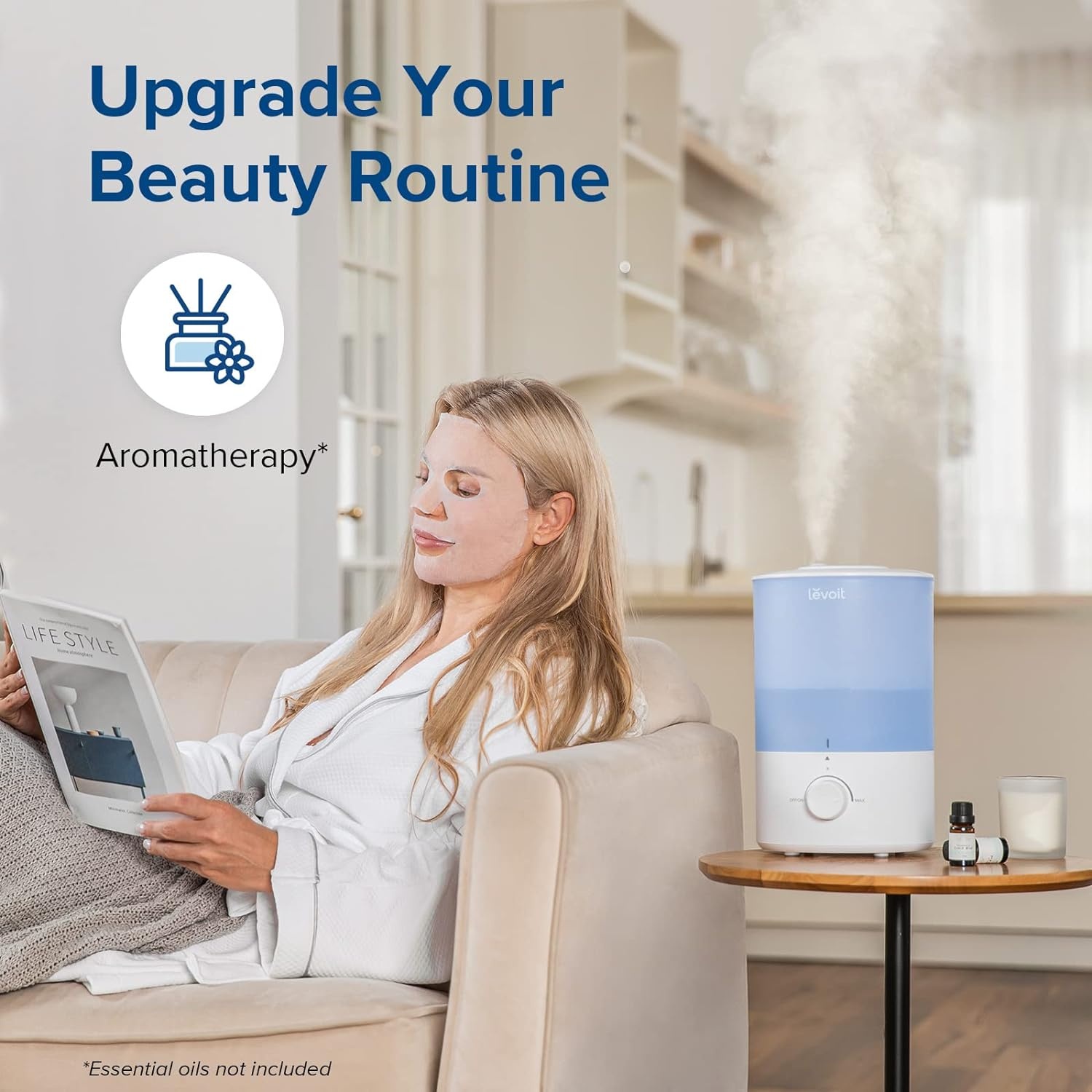 image:imageLevoit Top Fill Humidifiers for Bedroom 25L Tank for Large Room 28dB Easy to Fill amp Clean Quiet Cool Mist Air Humidifier for Home Baby Nursery amp Plants Auto Shutoff for Safety 25H Lasting30L Blue