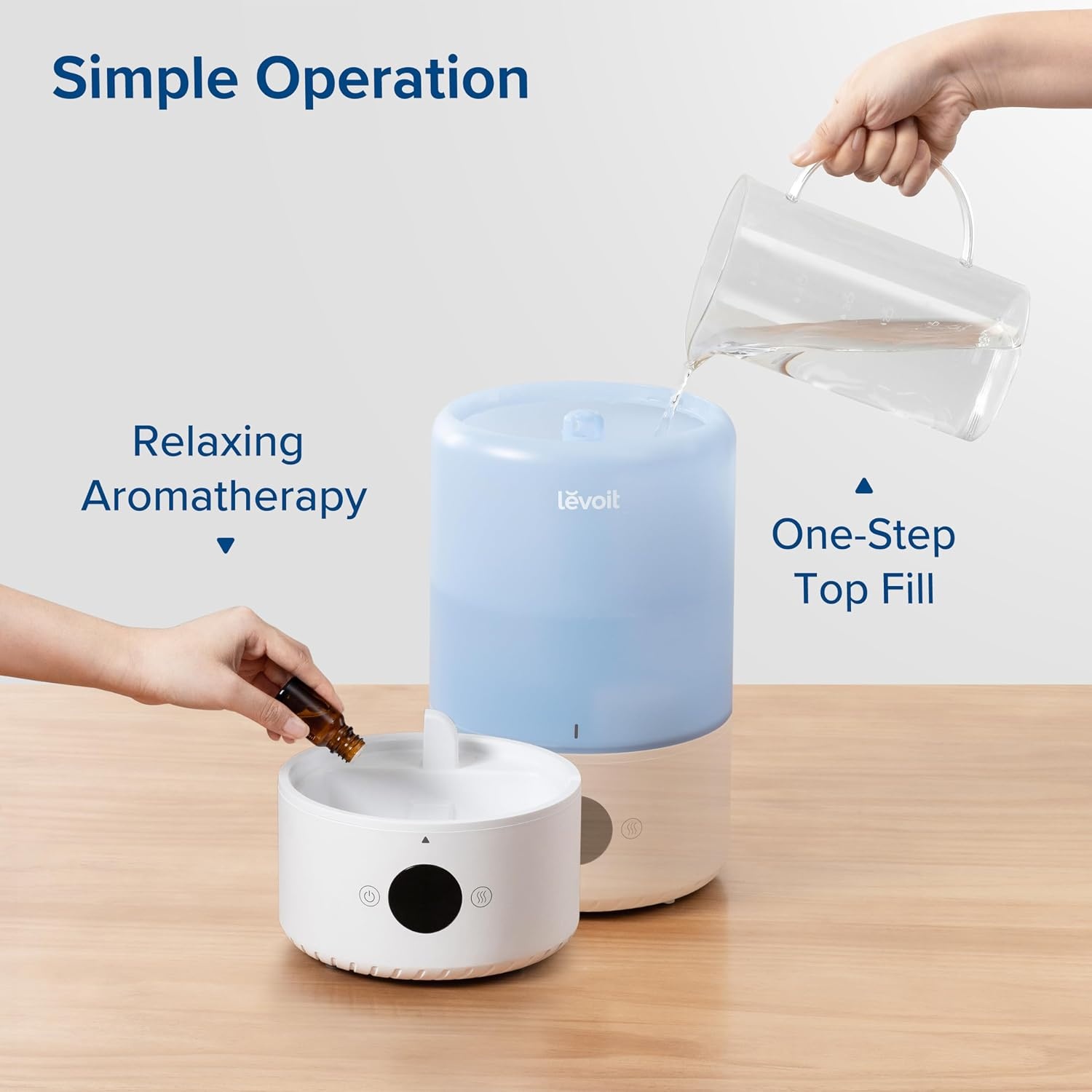 image:imageLevoit Top Fill Humidifiers for Bedroom 25L Tank for Large Room 28dB Easy to Fill amp Clean Quiet Cool Mist Air Humidifier for Home Baby Nursery amp Plants Auto Shutoff for Safety 25H Lasting30L SmartBlue