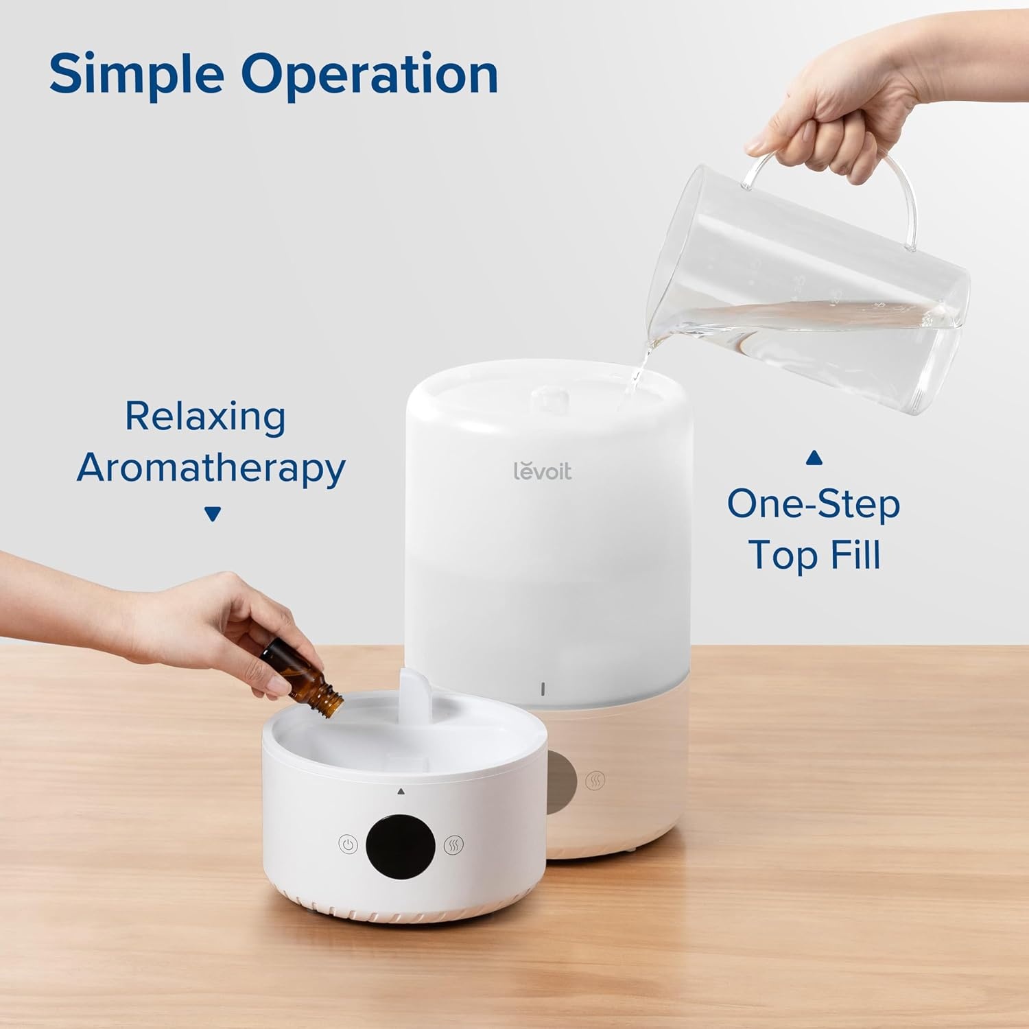 image:imageLevoit Top Fill Humidifiers for Bedroom 25L Tank for Large Room 28dB Easy to Fill amp Clean Quiet Cool Mist Air Humidifier for Home Baby Nursery amp Plants Auto Shutoff for Safety 25H Lasting30L SmartWhite