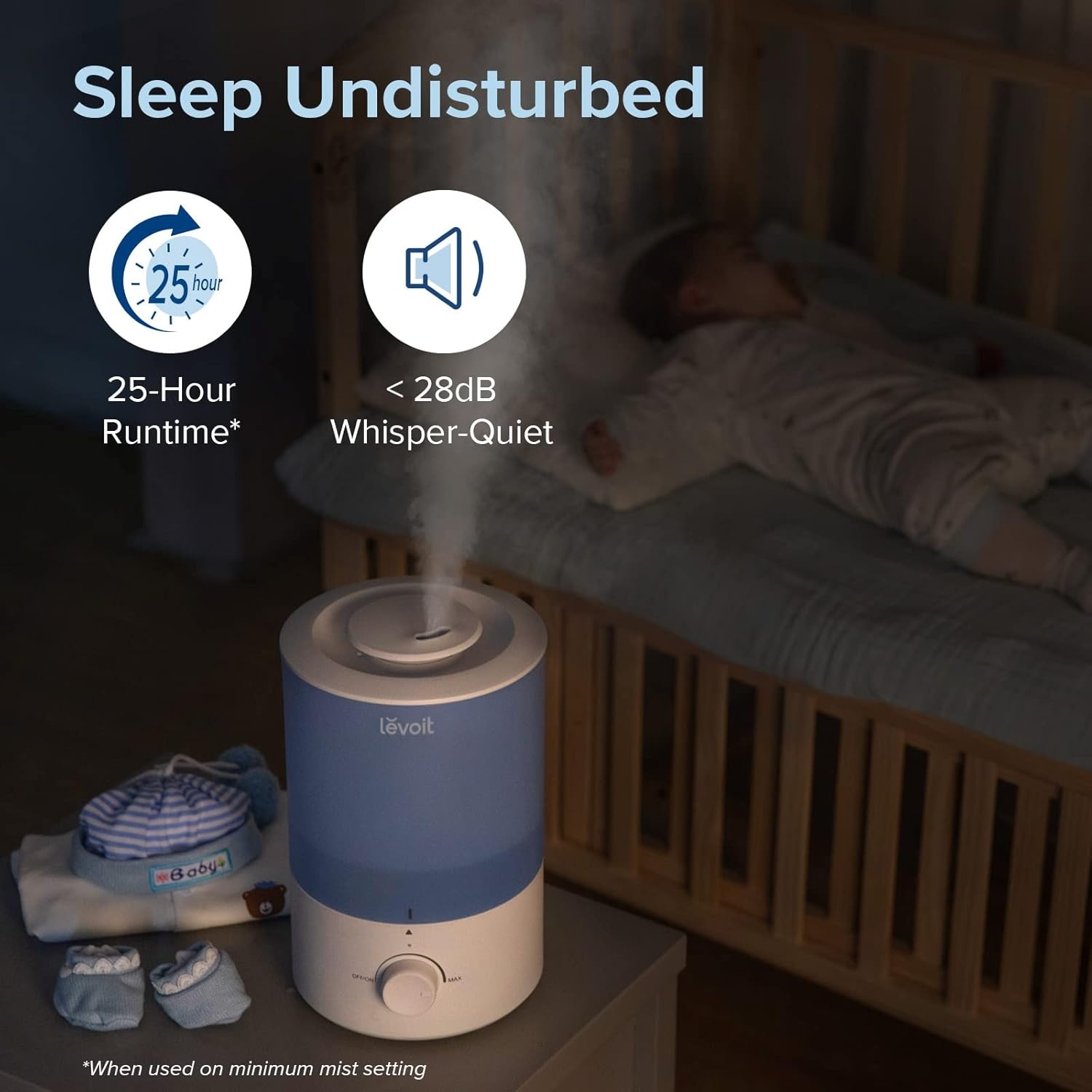 image:imageLevoit Top Fill Humidifiers for Bedroom 25L Tank for Large Room 28dB Easy to Fill amp Clean Quiet Cool Mist Air Humidifier for Home Baby Nursery amp Plants Auto Shutoff for Safety 25H Lasting30L Blue