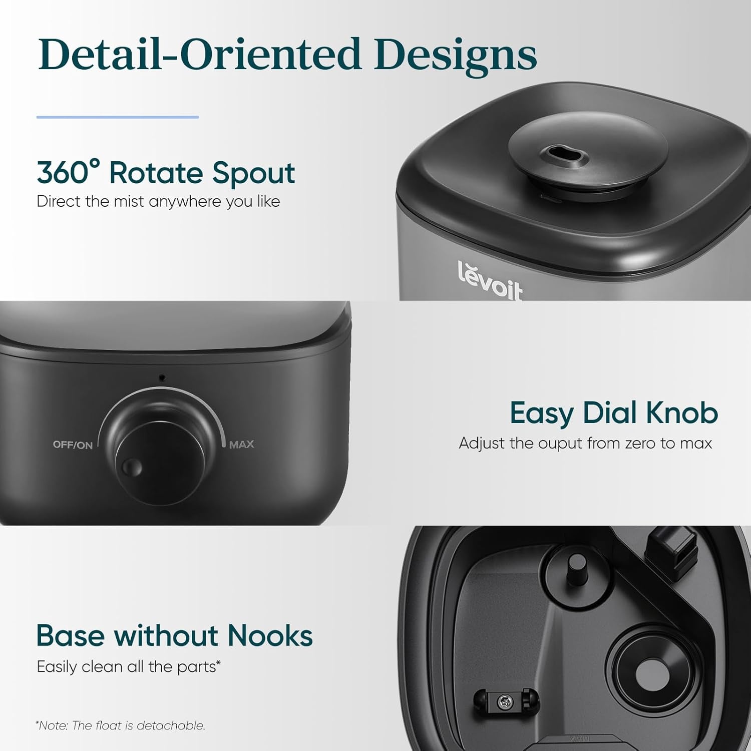 image:imageLevoit Top Fill Humidifiers for Bedroom 25L Tank for Large Room 28dB Easy to Fill amp Clean Quiet Cool Mist Air Humidifier for Home Baby Nursery amp Plants Auto Shutoff for Safety 25H Lasting25L Black