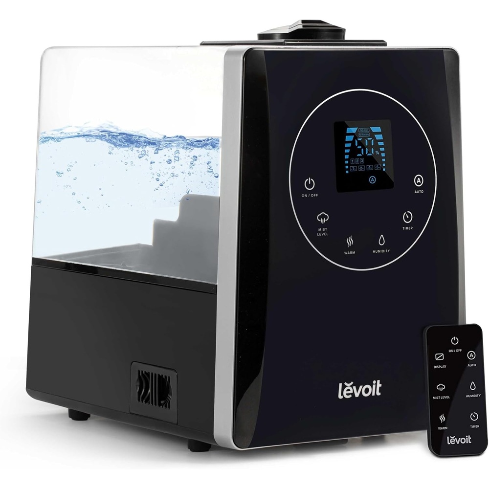 image:imageLevoit Classic300 Ultrasonic Top Fill Humidifier Extra Large 6L Tank 60H Super Quiet Easy to Use and Clean 360 Rotation Nozzle Simple Knob Control Handle Auto Shut Off GrayWarm and Cool Mist