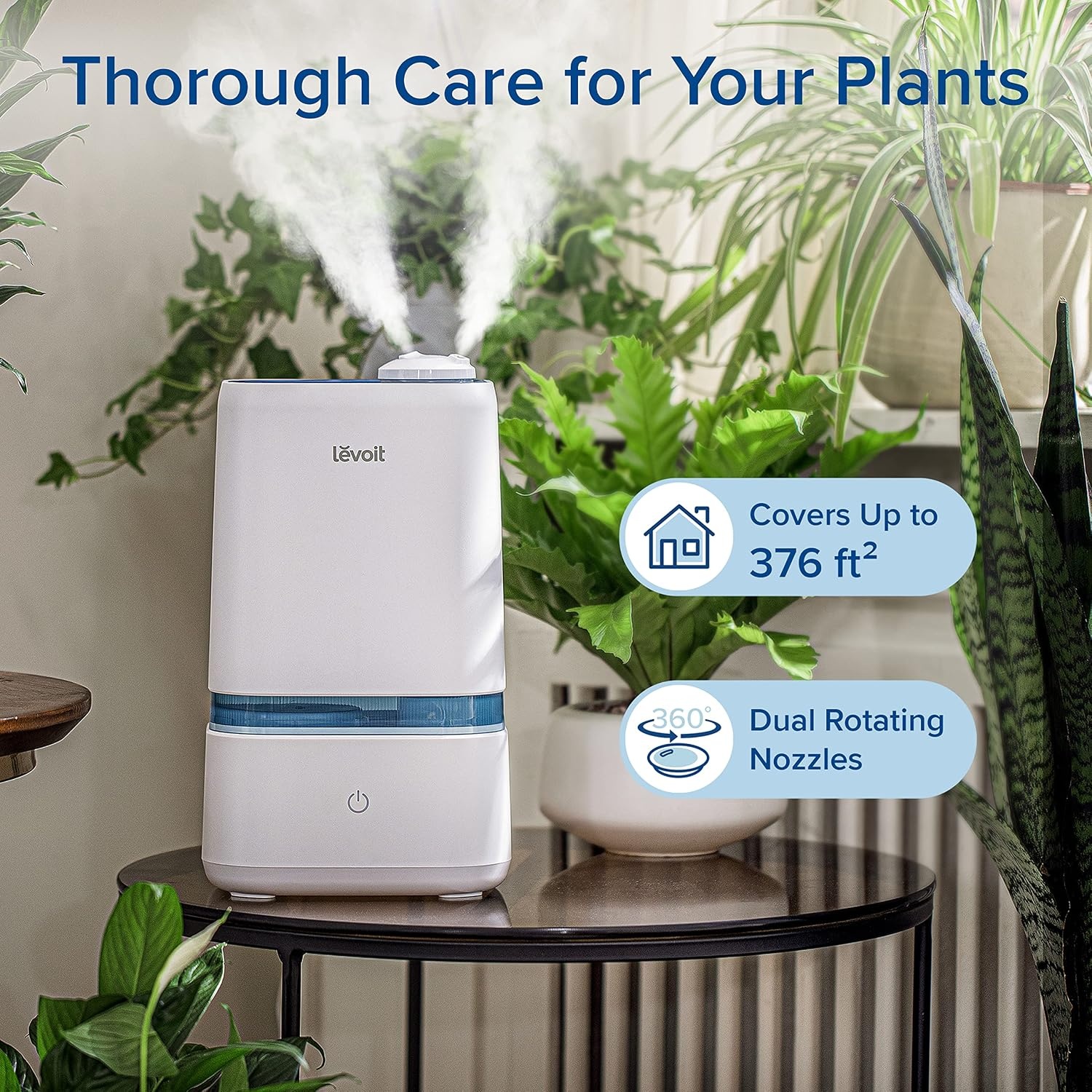 image:imageLEVOIT 4L Humidifiers for Bedroom Large Room amp Essential Oil Diffuser Quiet Cool Mist for Home Baby and Plants Last up to 40Hours Dual 360 Rotation Nozzles Handle Design Auto Shut Off BlueWhite