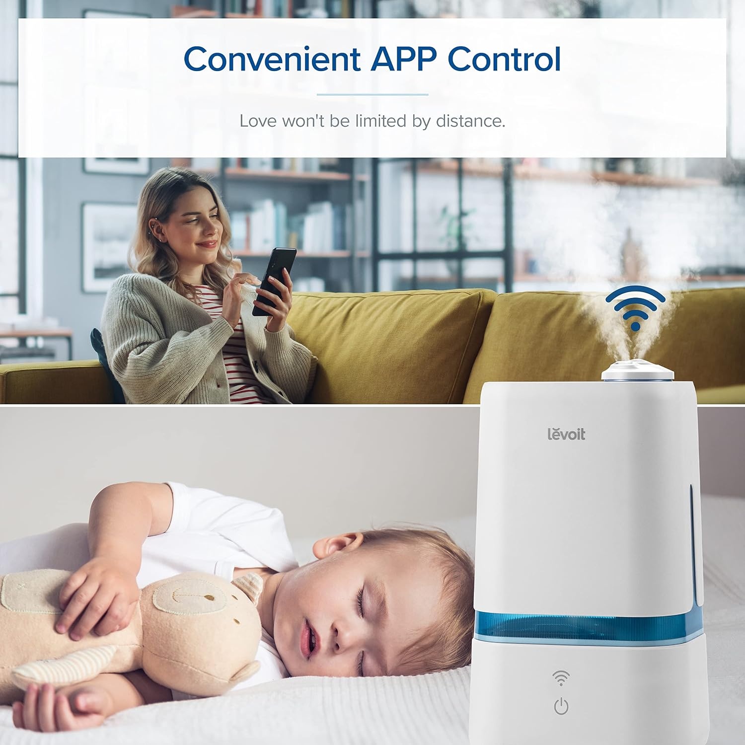 image:imageLEVOIT 4L Humidifiers for Bedroom Large Room amp Essential Oil Diffuser Quiet Cool Mist for Home Baby and Plants Last up to 40Hours Dual 360 Rotation Nozzles Handle Design Auto Shut Off BlueWhite and Blue
