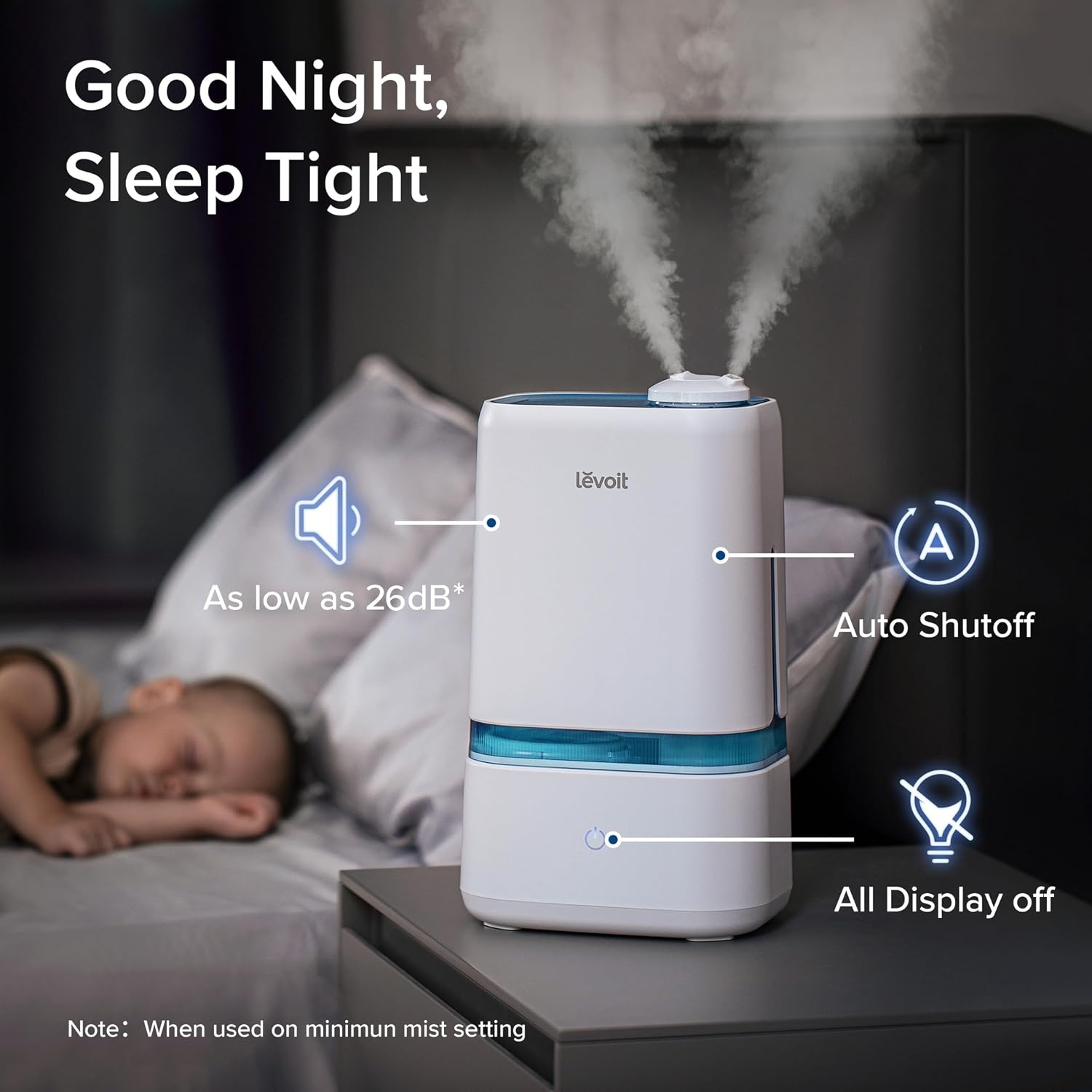 image:imageLEVOIT 4L Humidifiers for Bedroom Large Room amp Essential Oil Diffuser Quiet Cool Mist for Home Baby and Plants Last up to 40Hours Dual 360 Rotation Nozzles Handle Design Auto Shut Off BlueWhite