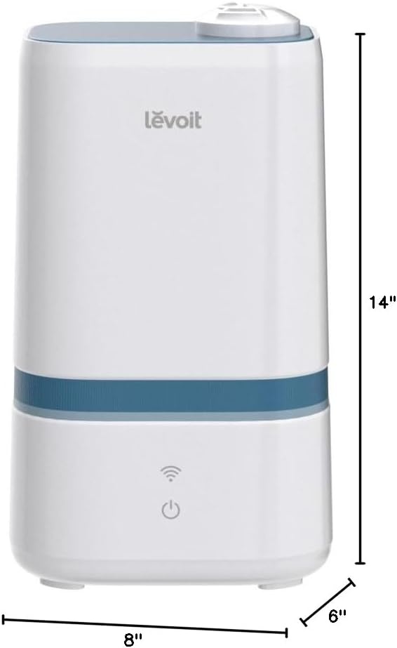 image:imageLEVOIT 4L Humidifiers for Bedroom Large Room amp Essential Oil Diffuser Quiet Cool Mist for Home Baby and Plants Last up to 40Hours Dual 360 Rotation Nozzles Handle Design Auto Shut Off BlueWhite and Blue