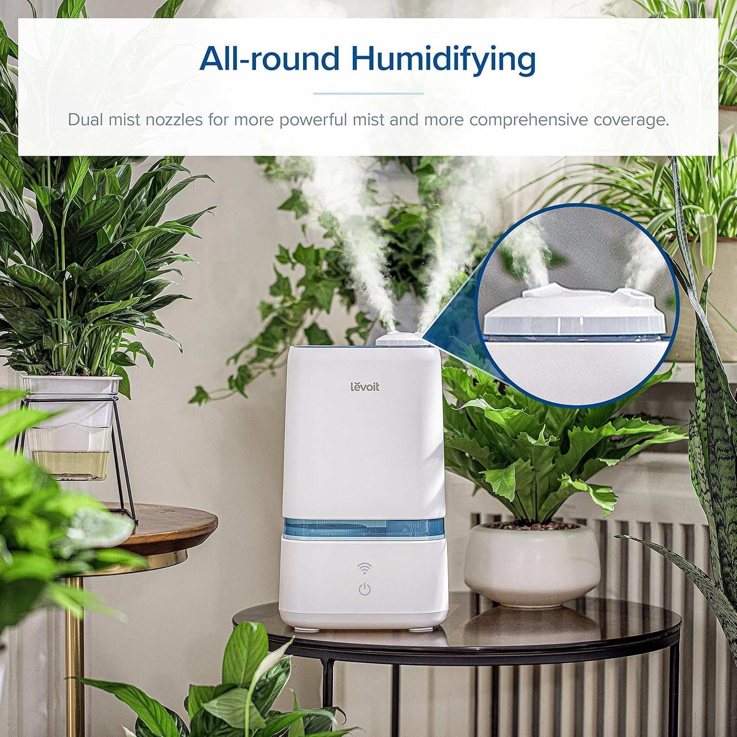 image:imageLEVOIT 4L Humidifiers for Bedroom Large Room amp Essential Oil Diffuser Quiet Cool Mist for Home Baby and Plants Last up to 40Hours Dual 360 Rotation Nozzles Handle Design Auto Shut Off BlueWhite and Blue