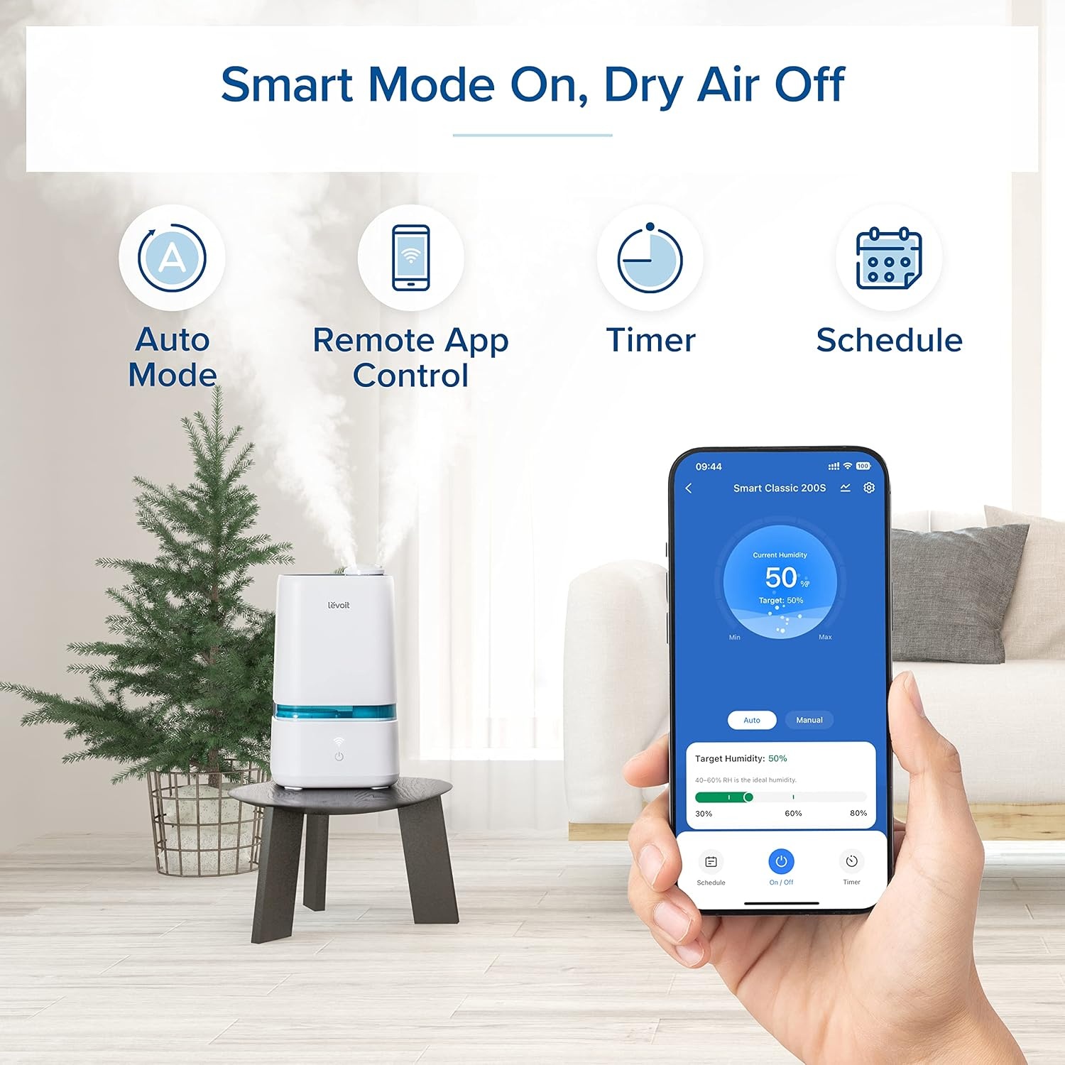 image:imageLEVOIT 4L Humidifiers for Bedroom Large Room amp Essential Oil Diffuser Quiet Cool Mist for Home Baby and Plants Last up to 40Hours Dual 360 Rotation Nozzles Handle Design Auto Shut Off BlueWhite and Blue