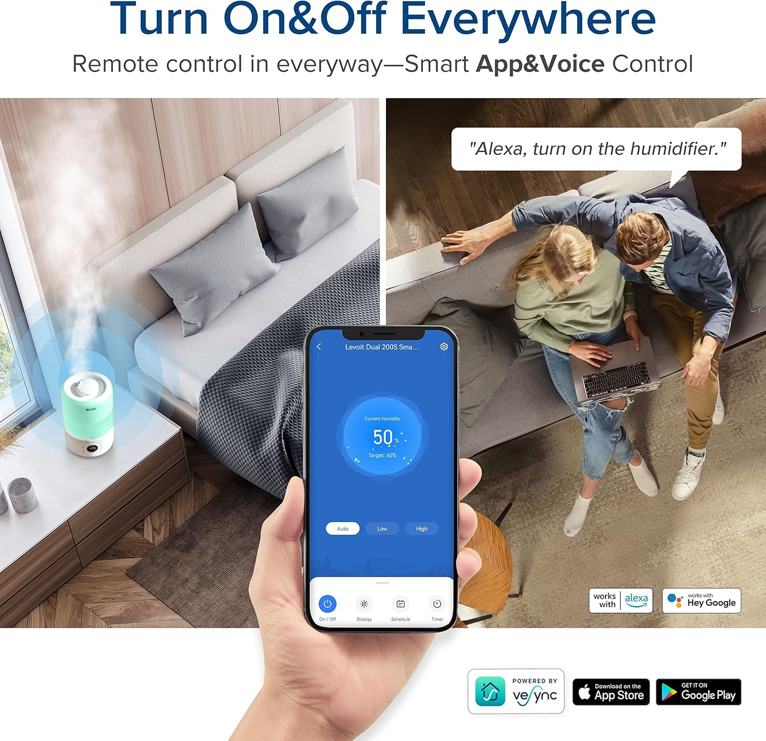 image:imageLEVOIT Smart Cool Mist Top Fill Humidifiers for Bedroom with Sensor Auto Humidity Setting APP amp Voice Control Essential Oil Diffuser Ultra Quiet Operation Super Easy to Use and Clean 3L Green